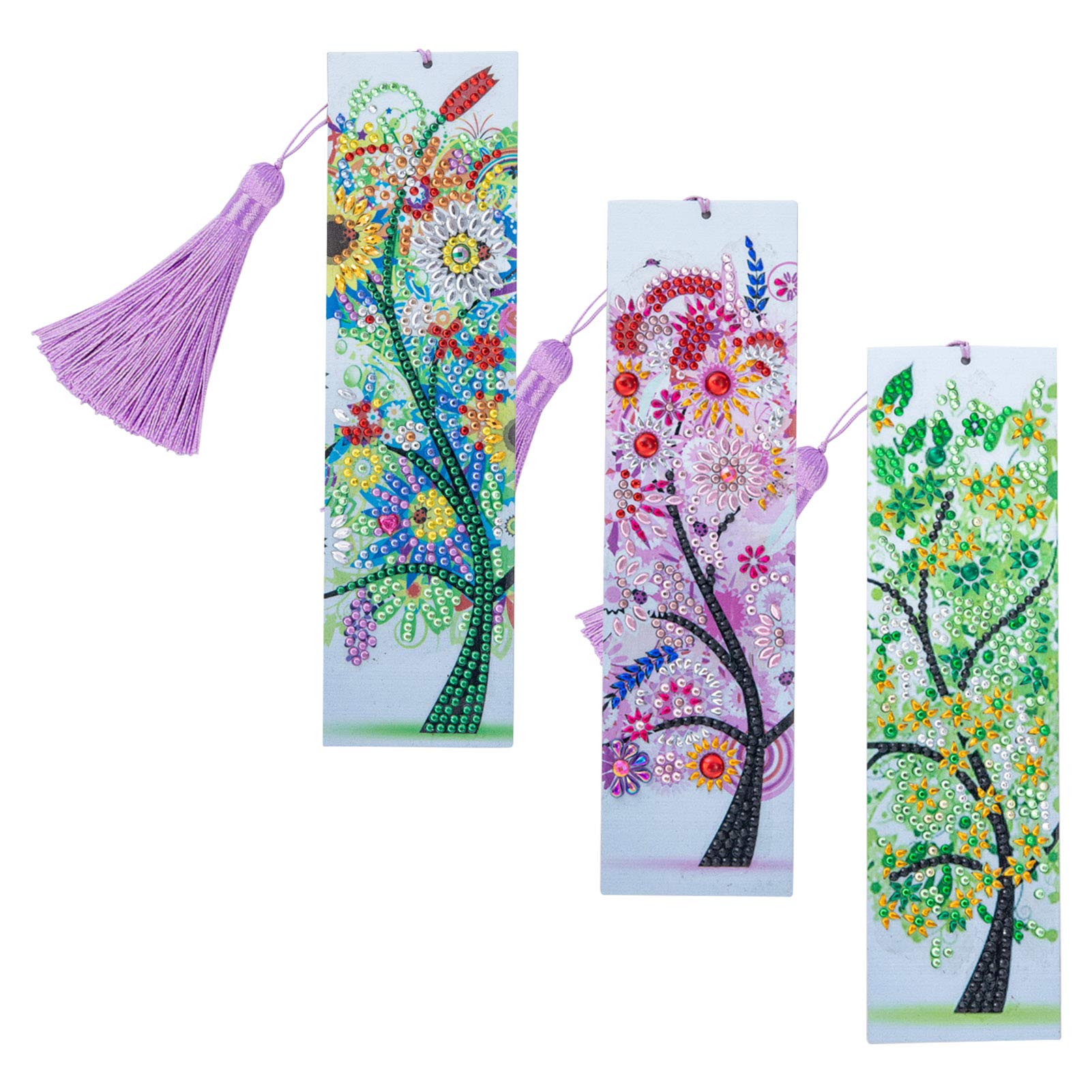 5D DIY Painting Floral Beaded Embroidery Bookmarks with Tassel - Resin Craft Kit for Adult Beginners - Perfect for Book Lovers, Gift Giving & Home Decor