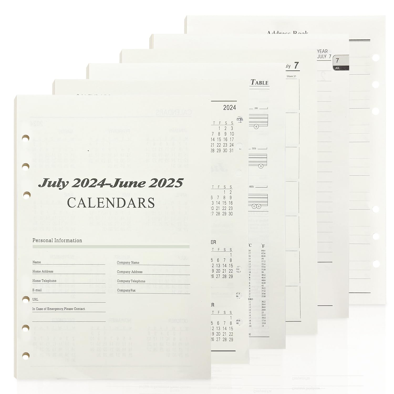 2024-2025 A5 Refill Paper with Lines | 6-Hole Punch Daily Planner Refills | 170 Sheets Rechargeable Paper for Personal Organizer, Journal Notebook | Perfect for Office, School & Home Planning