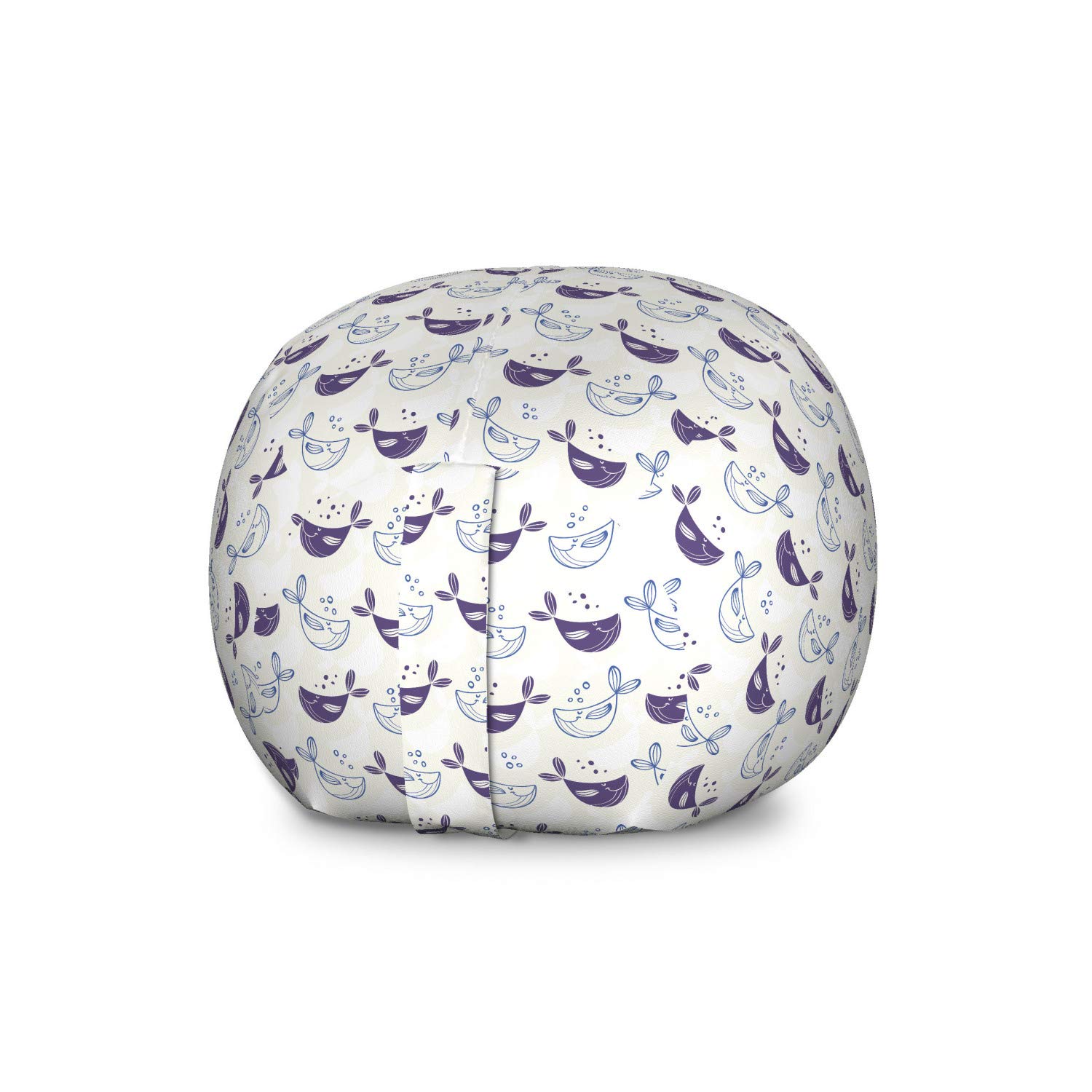 Ambesonne Whale Toy Storage Bag Chair - Hand-Drawn Ocean Design with Smiling Whales & Bubbles, Large Washable Stuffed Animal Organizer (Violet Blue Eggshell) - Perfect for Kids' Room, Nursery, or Playroom Organization