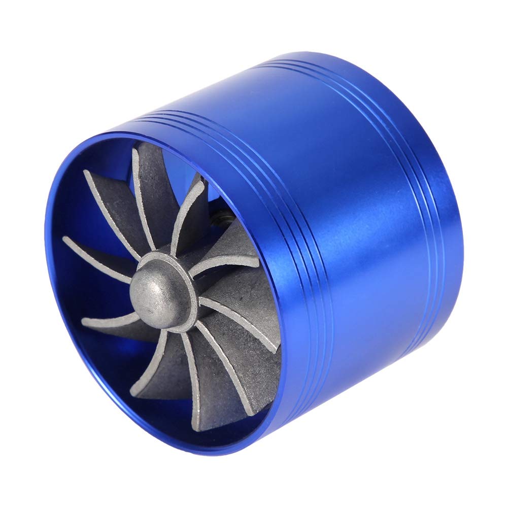 CHICIRIS High Performance Air Intake Turbine Supercharger - Dual Fan Fuel Saver Gas Intake System for Motorcycles & Super Cars (Blue) | Boost Acceleration & Improve Fuel Efficiency for Racing & Daily Commuting