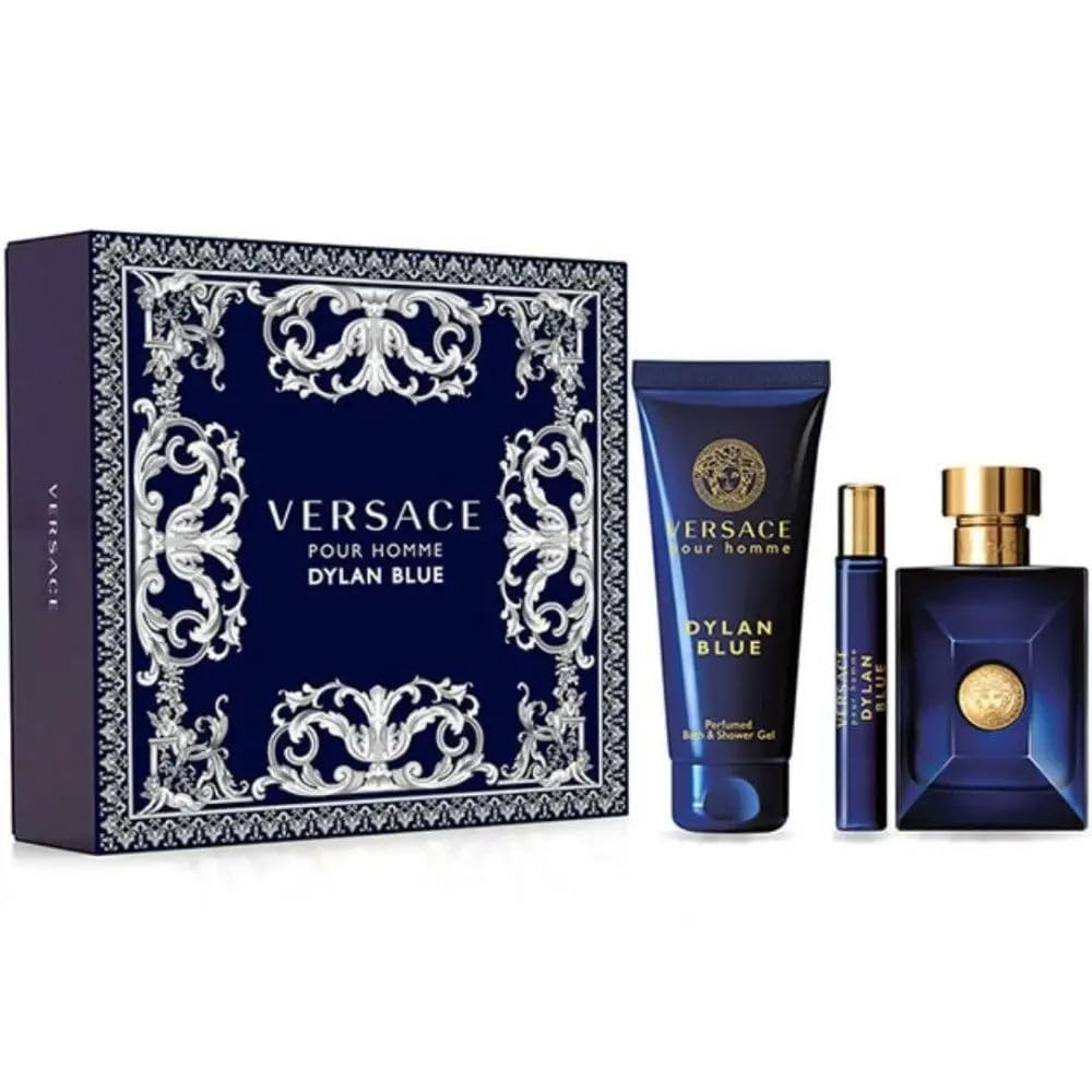 Versace Dylan Blue Men's Cologne Gift Set - Eau de Toilette Spray & After Shave Balm - Fresh Aquatic Aromatic Fragrance for Men - Perfect for Gifts, Date Nights & Special Occasions