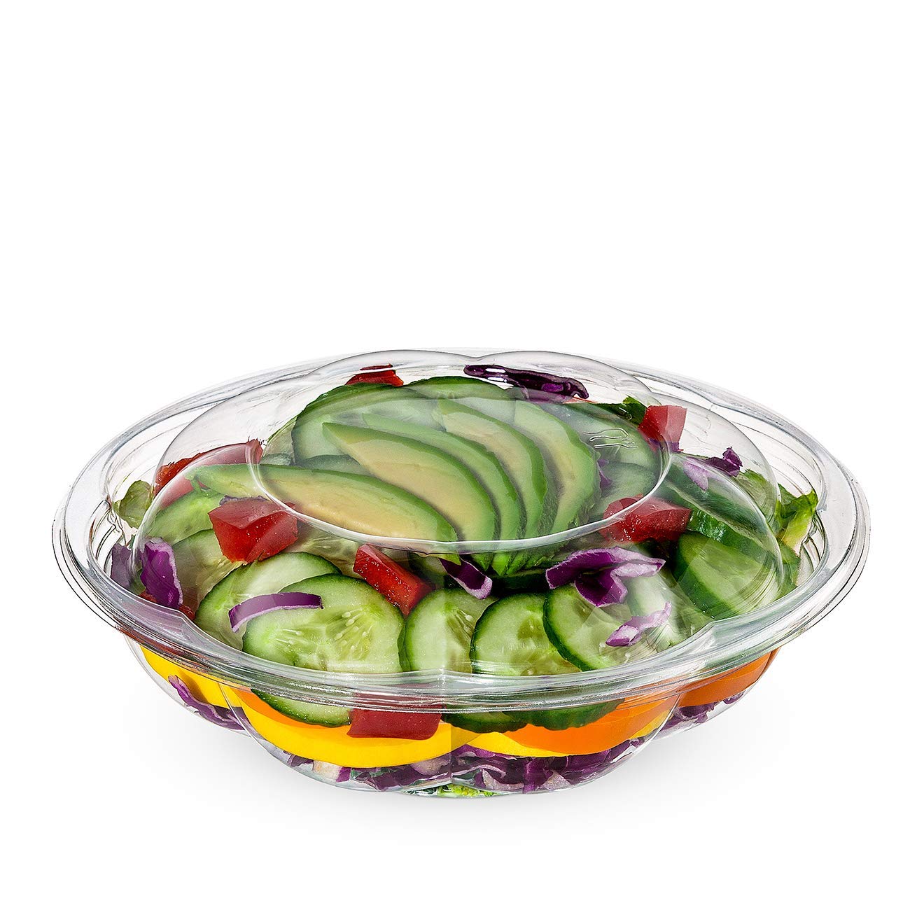 Pactiv 18 oz. Plastic Salad Bowls with Airtight Lids - 50 Pack | BPA-Free Reusable Food Storage Containers for Meal Prep, Picnics & Office Lunches