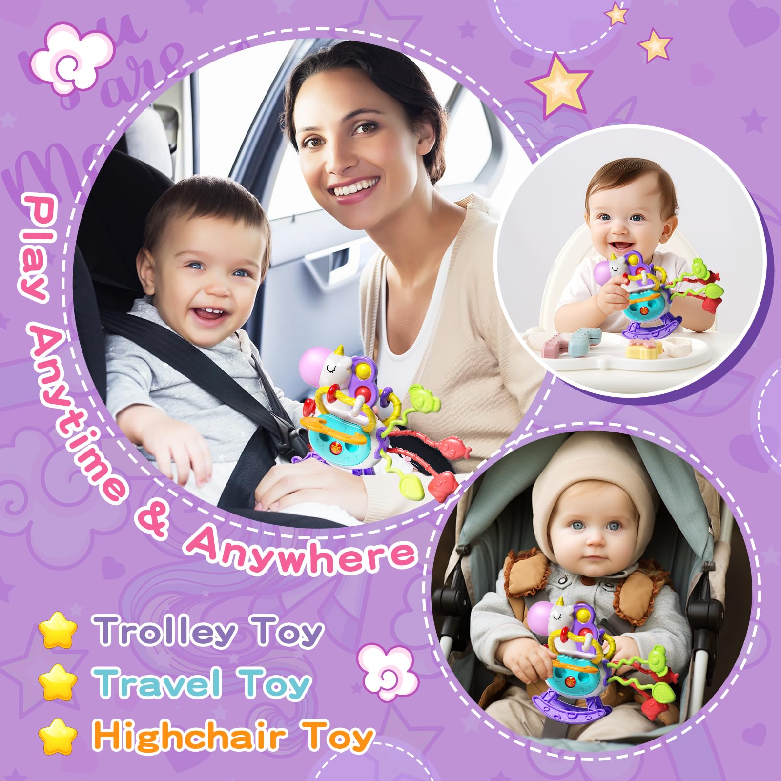 Montessori Baby Toys for 0-18 Months - Food Grade Silicone Pull String Activity & Teething Toy - Sensory Learning Toy for Toddlers 1-3 Years - Perfect Gift for Baby Shower, Infants Car Seat, High Chair & Travel - Ideal for Early Childhood Development & On-the-Go Playtime