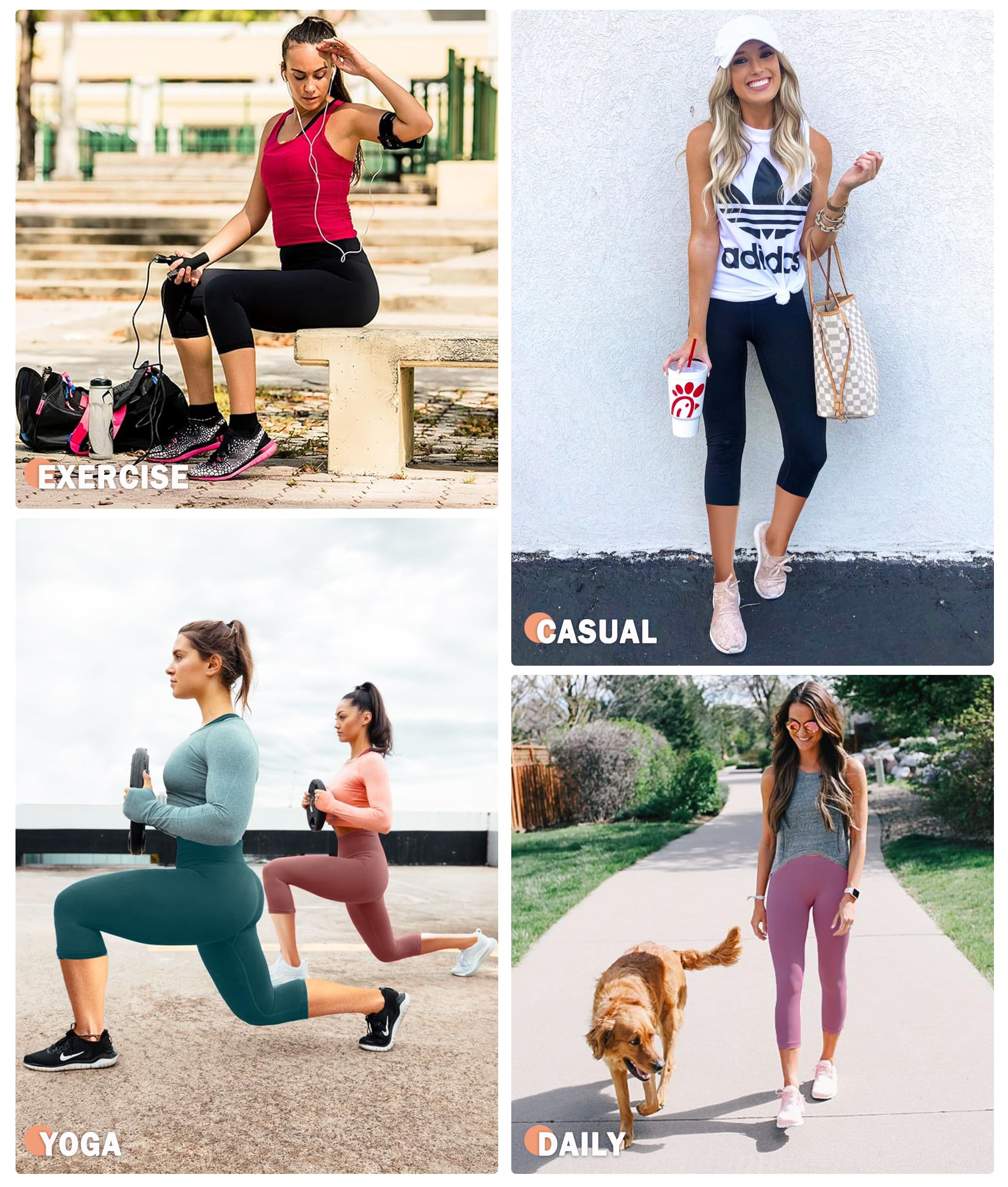 NEW YOUNG Women's High Waisted Capri Leggings with Pockets - Tummy Control Workout Yoga Pants for Running, Gym & Lounge Wear