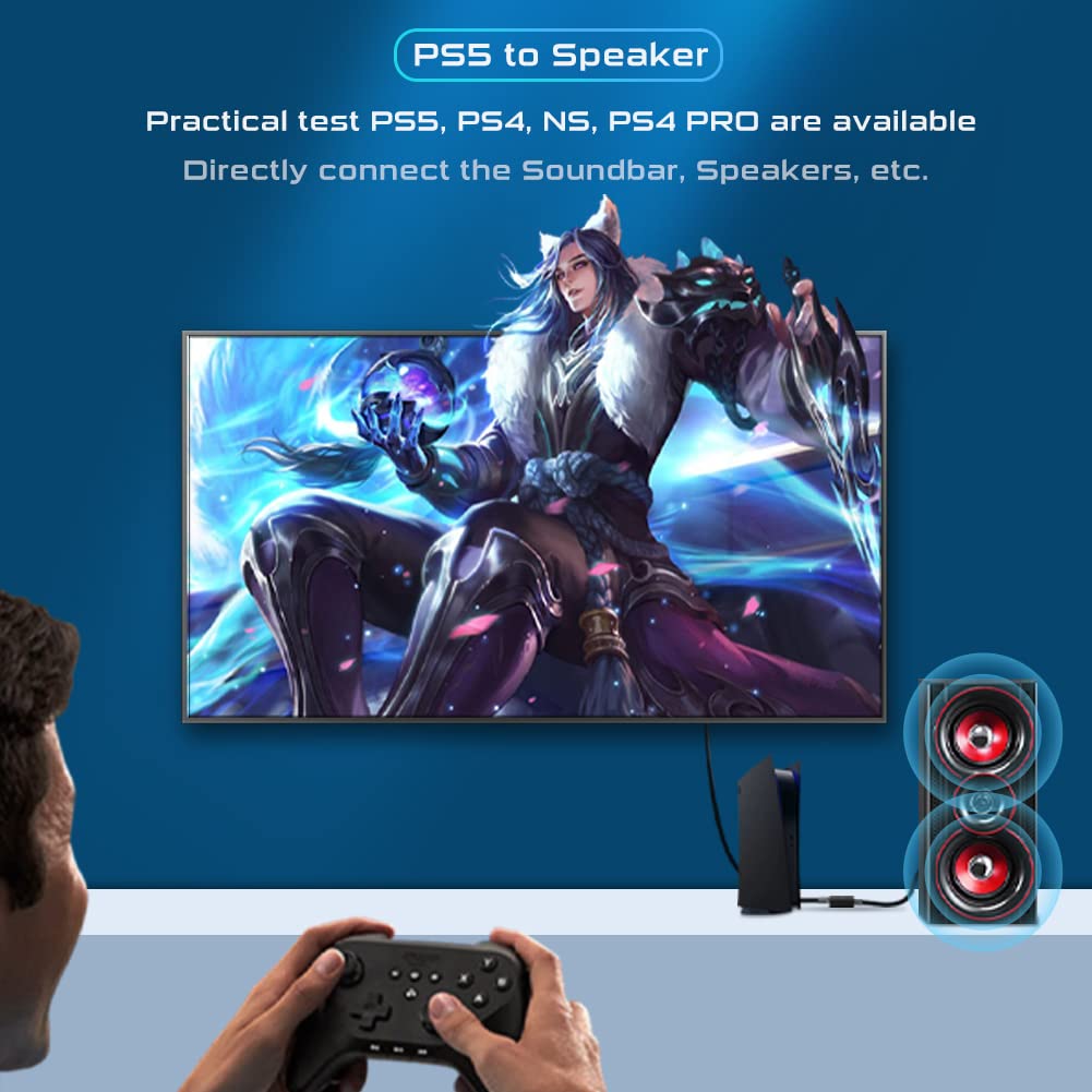 RYXN USB to Optical SPDIF Toslink & 3.5mm Audio Adapter Converter - USB-A & USB-C Compatible for PS5, PS4, Nintendo Switch, Laptop, Phone to Soundbar & Speakers - Perfect for Home Theater, Gaming Setup & Music Streaming - Enhance Audio for Movies, Games and Music Playback