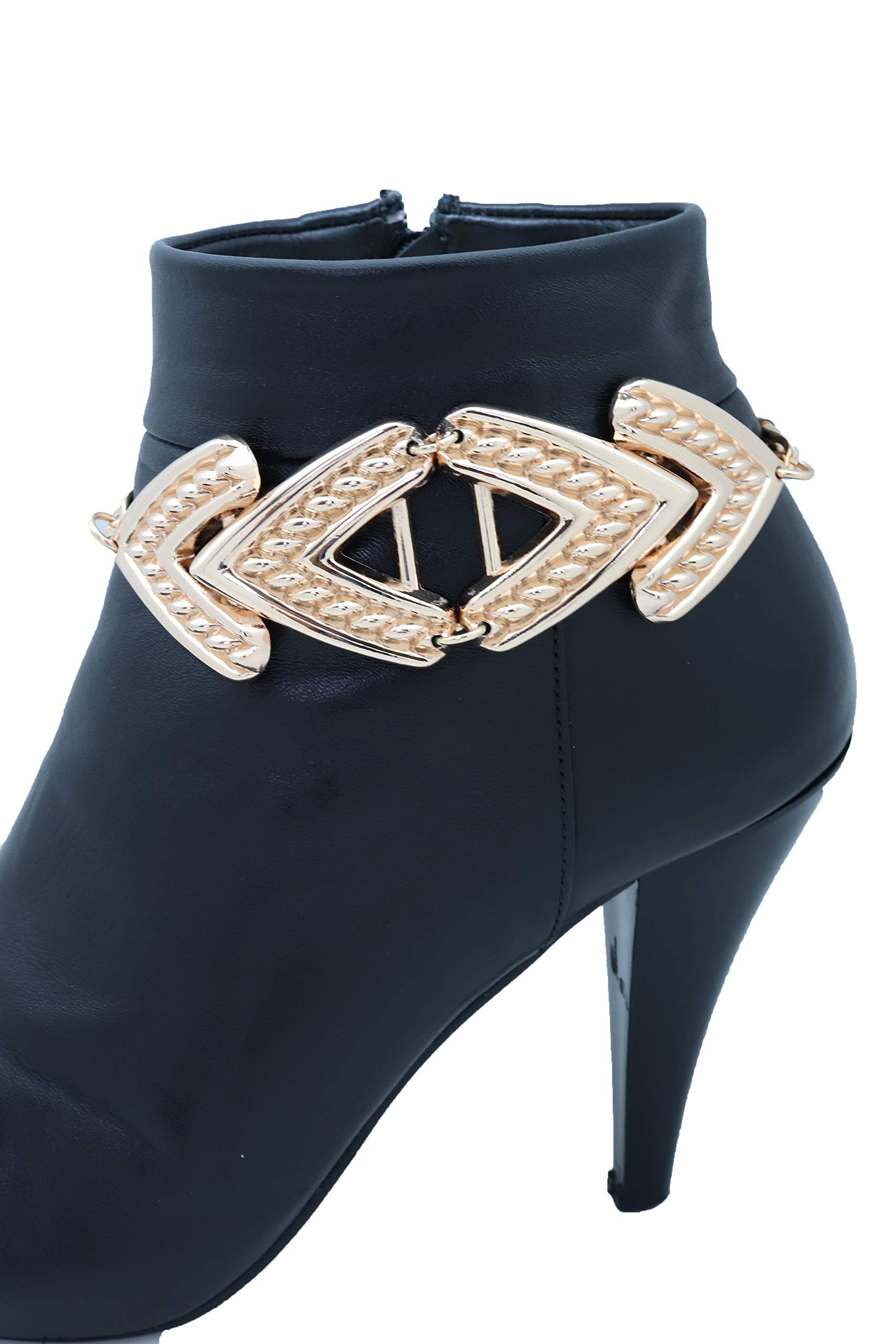 TFJ Women's Western Boot Chain Metal Bling Bracelet - Retro Style Arrow Anklet Strap for High Heels - Gold Color Charm Accessory - Perfect for Cowgirl Outfits, Country Concerts & Western Fashion