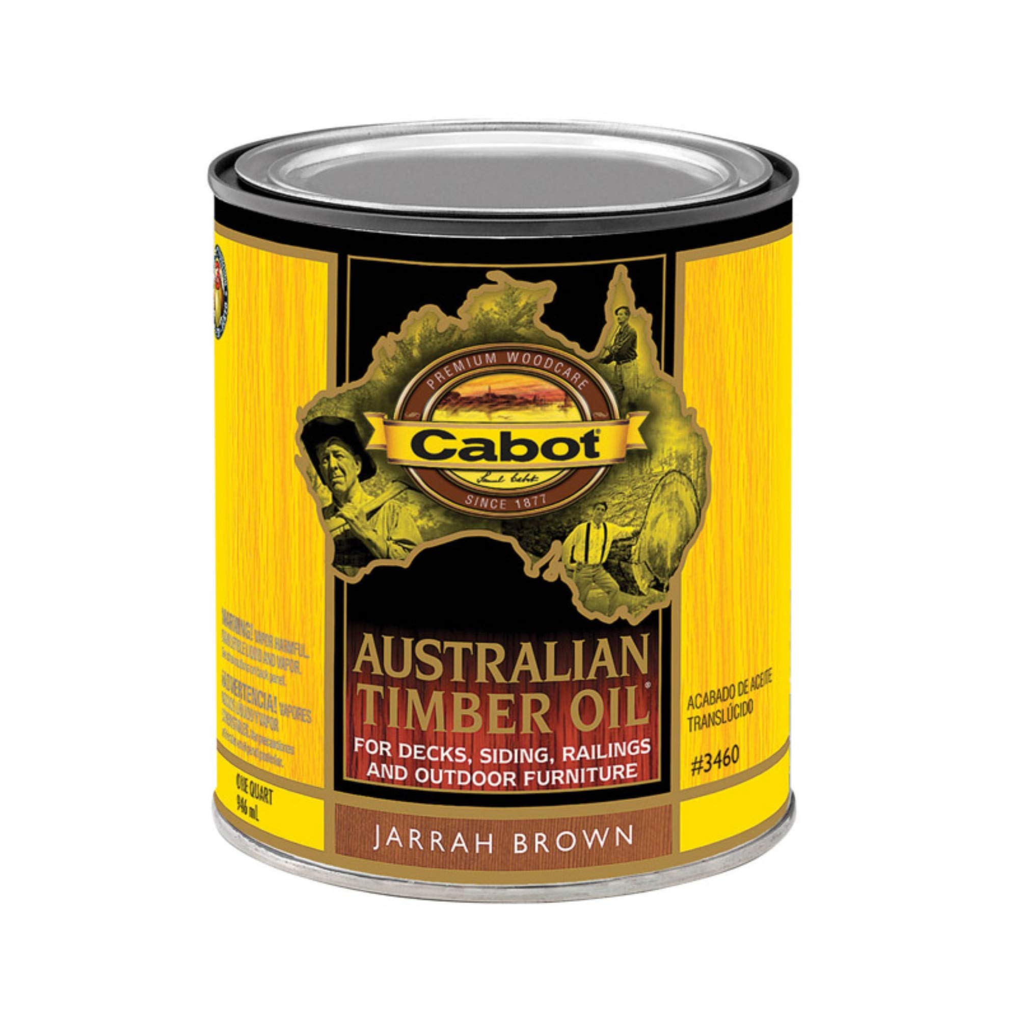 Cabot Transparent Jarrah Brown Oil-Based Natural Timber Stain - Case of 4 (1 Gallon Cans) - Perfect for Outdoor Wood Decks, Fences & Furniture Protection