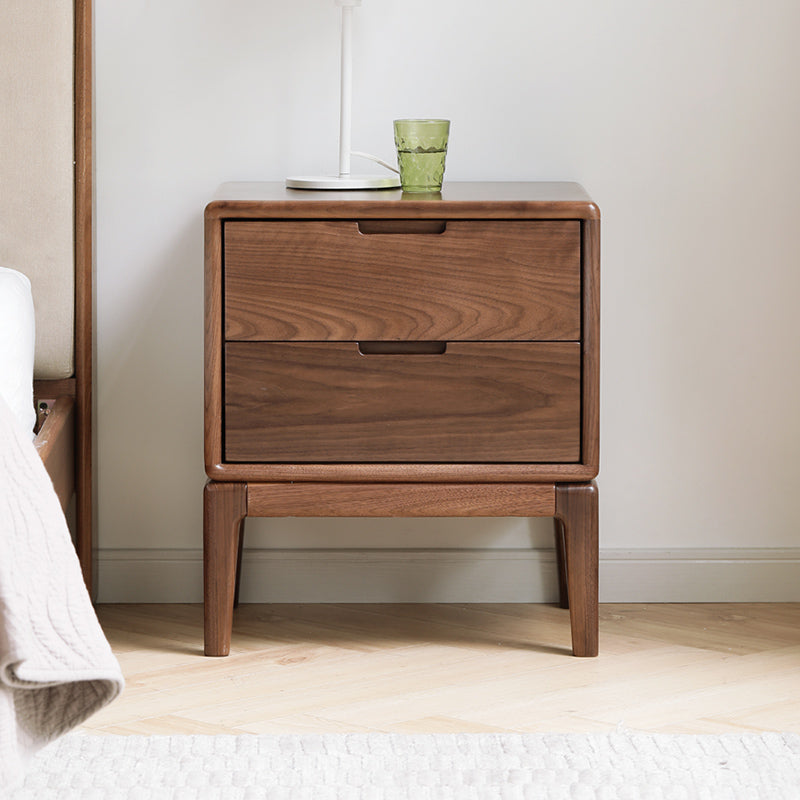 Premium Black Walnut & Ash Solid Wood Nightstand - Modern Nordic Style Bedside Table for Bedroom, Living Room, or Office - Durable & Stylish Furniture with Storage Shelf