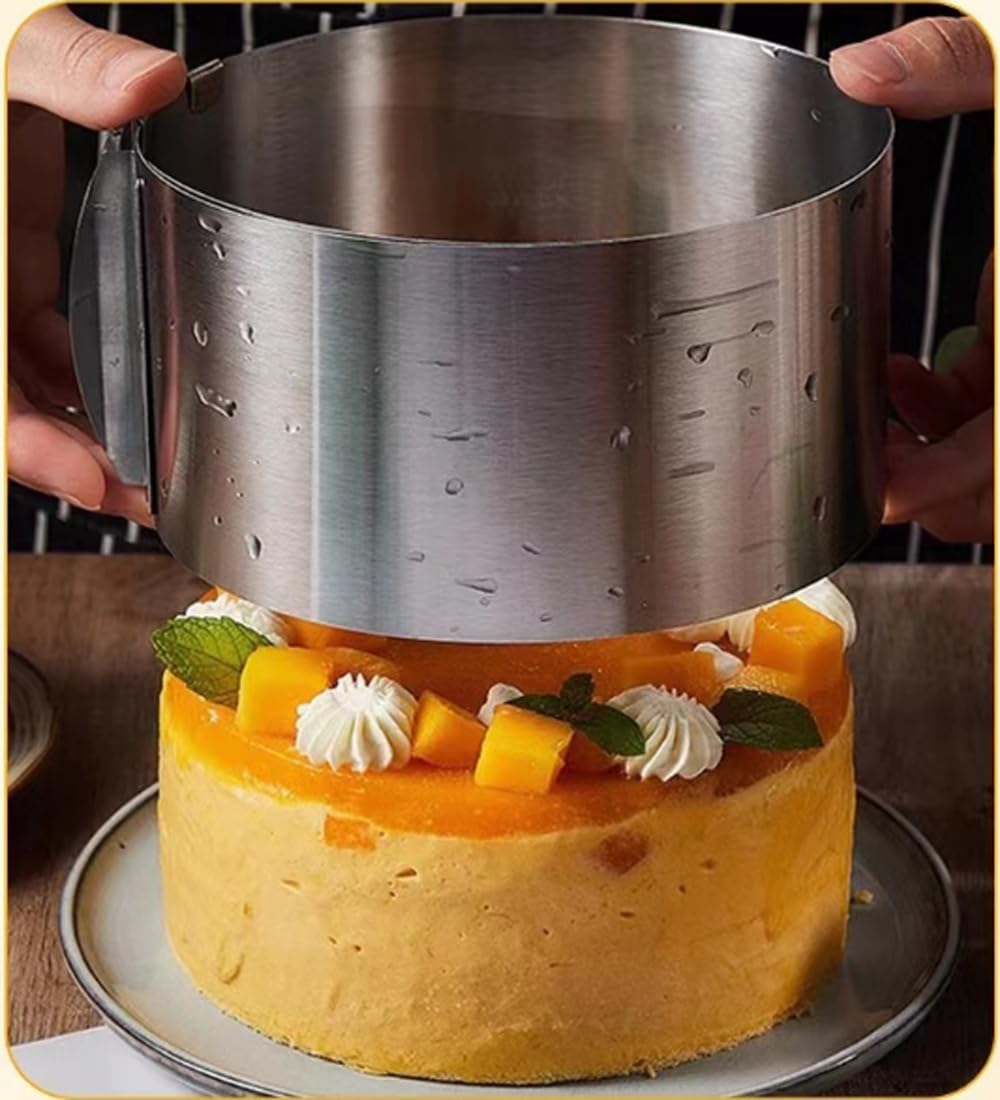 Premium Stainless Steel Cake Rings & Clear Acetate Collar Set - Adjustable 6-12 Inch Round Mousse Molds for Professional Baking - Includes 5.5