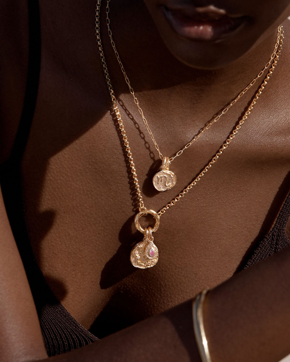 18K Gold Vermeil Horizon Annex Link Necklace for Women - Elegant Layered Chain Jewelry for Everyday Wear, Gift Giving & Special Occasions