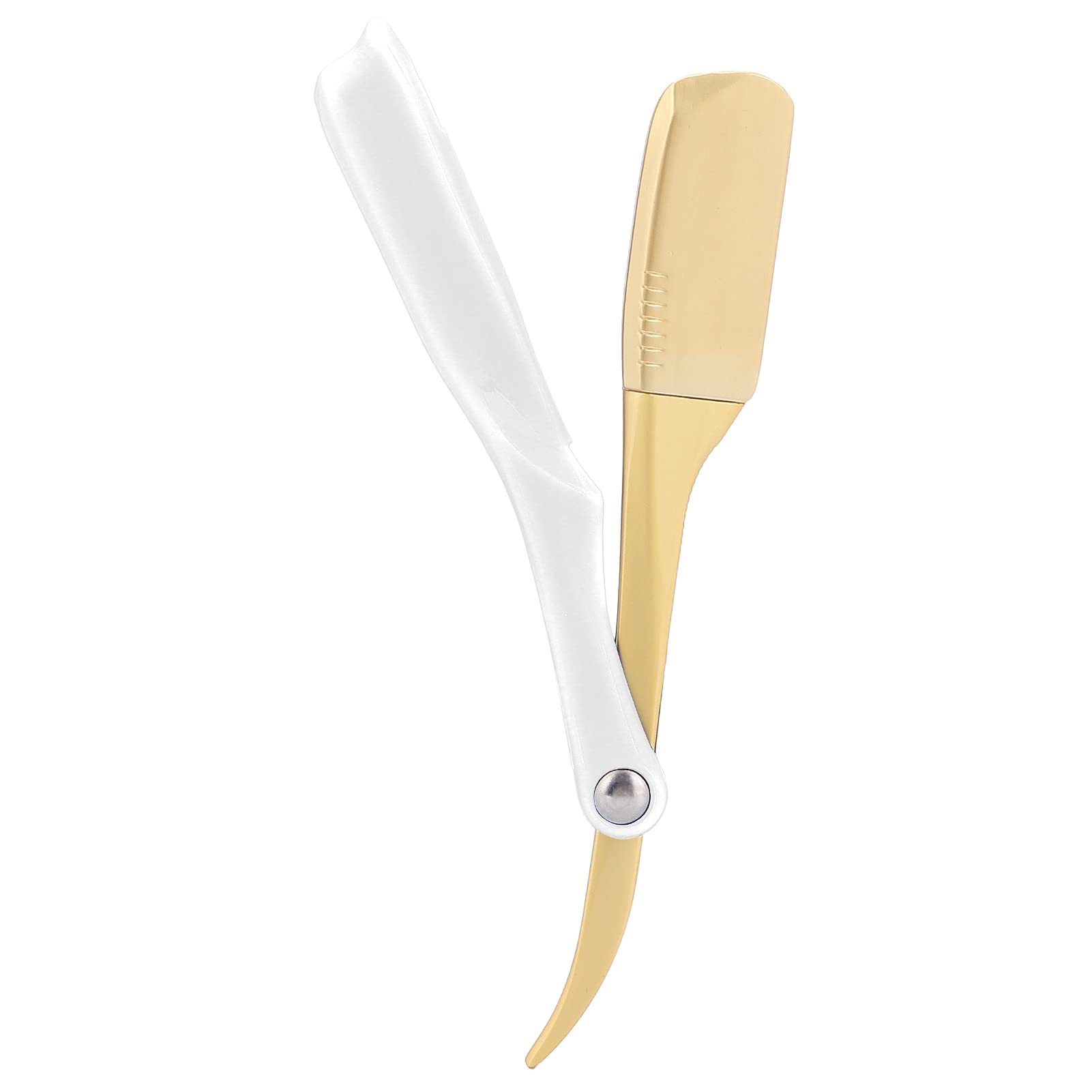 Men's Manual Razor Holder - Eyebrow Shaver & Hair Trimmer Stand (Golden Head/White) - No Blade Included | Perfect for Bathroom Grooming & Travel Shaving Kit Organization