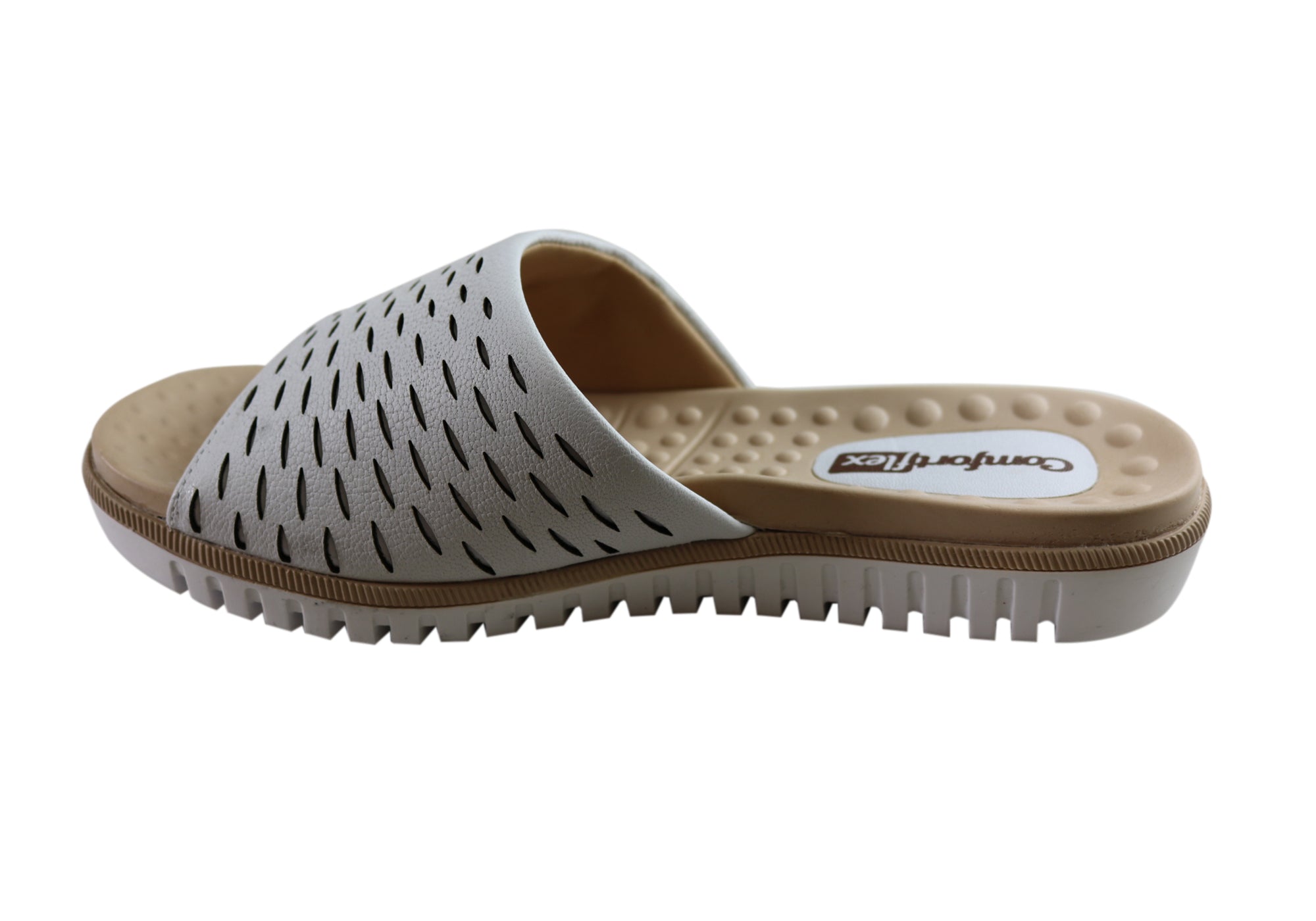 Comfortflex Denise Women's Leather Slides Sandals - Handmade in Brazil - Perfect for Beach, Pool & Summer Casual Wear