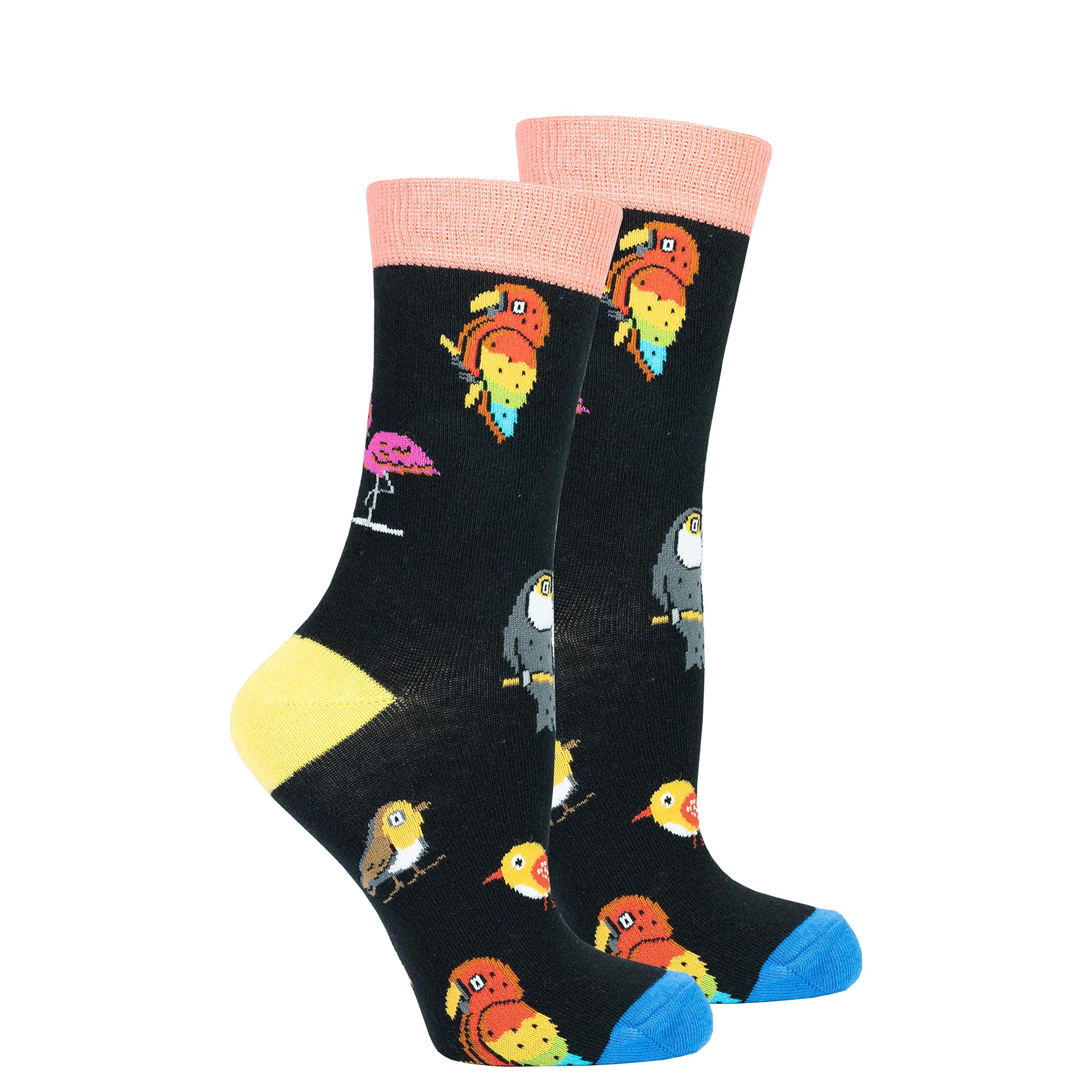 Women's Colorful Luxury Cotton Funky Crew Socks - 1 Pair Soft Comfortable Casual Socks for Everyday Wear, Workout & Fashion Outfits