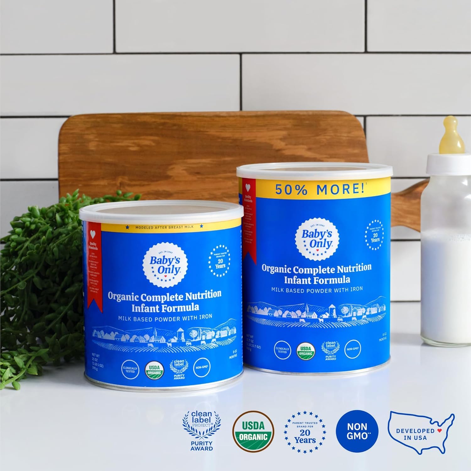 Baby's Only Organic Complete Nutrition Infant Formula - Milk-Based Powder Modeled After Breast Milk | Iron, Vitamin D & Essential Nutrients | Newborn to 12 Months | 31oz (6 Pack) | Ideal for On-the-Go Feeding & Supplementing Breastfeeding