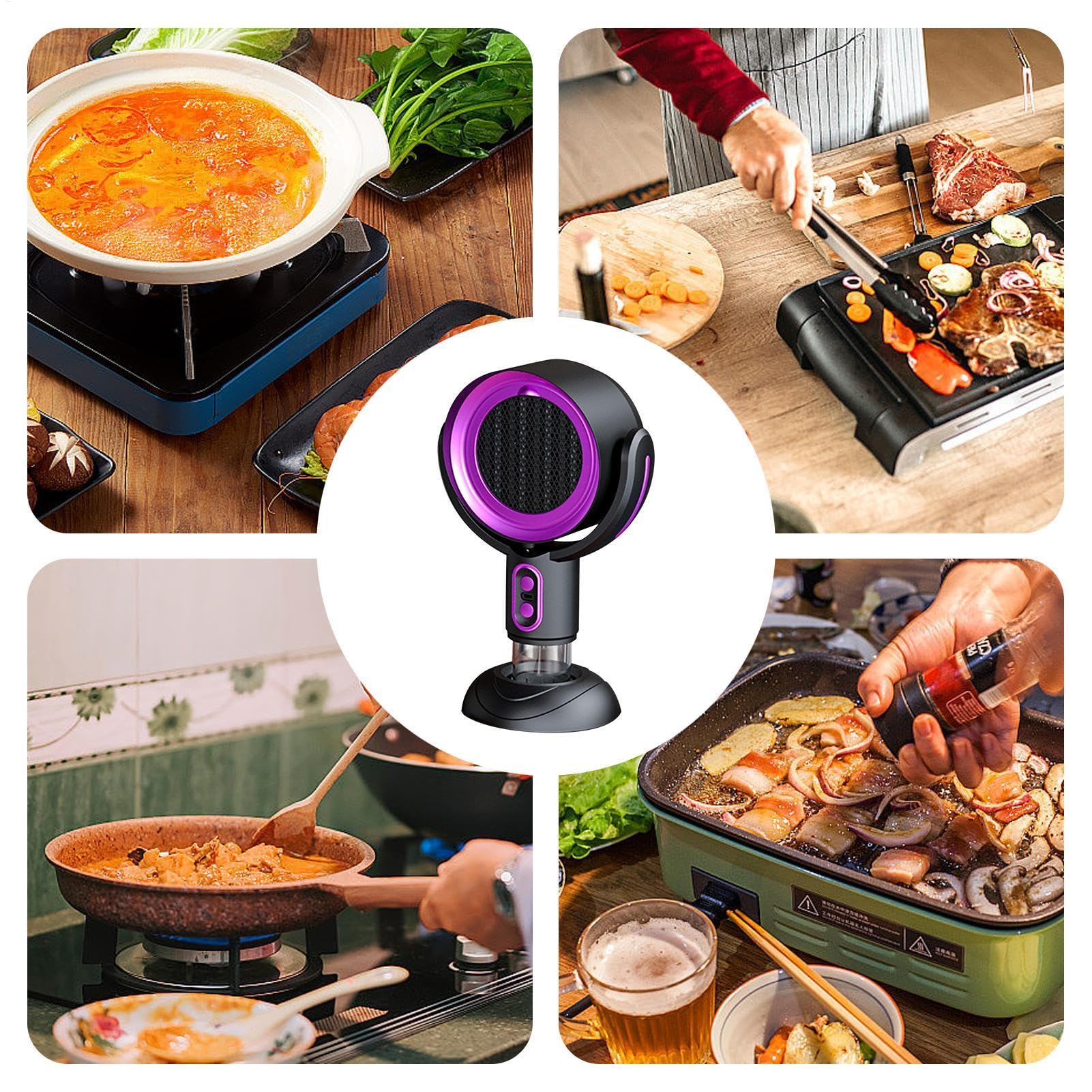Portable Range Hood for Kitchen - 3000mAh Rechargeable Desktop Range Hood with 360° Rotation | Compact & Quiet Air Purifier for Hot Pot, RV Cooking, Home Kitchen, and Camping Use