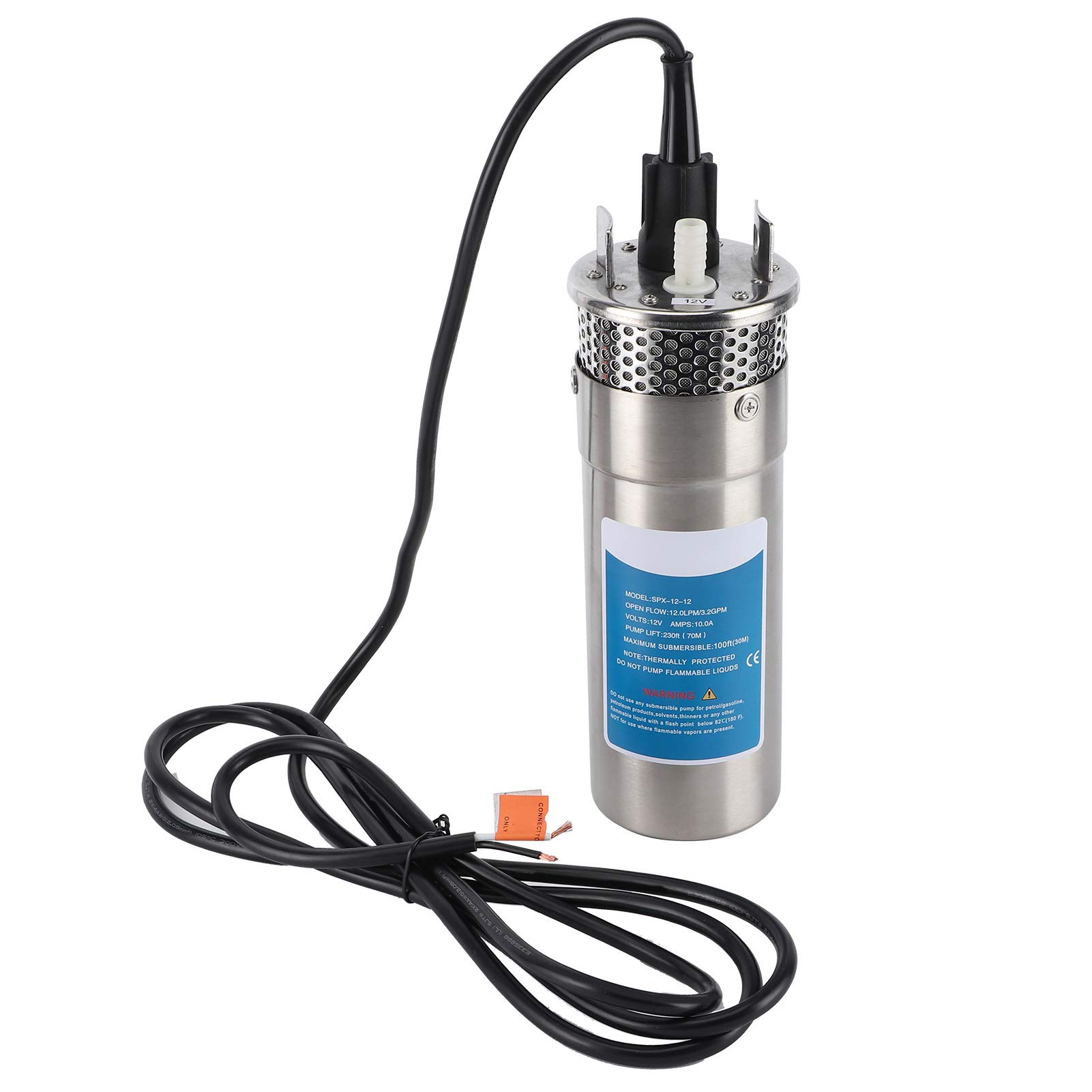 12V 120W Solar Submersible Water Pump - 12.0LPM/3.2GPM High Flow, 230ft Lift - Solar Powered Water Pump for Farm Irrigation, Livestock Watering, Garden & Pond Use