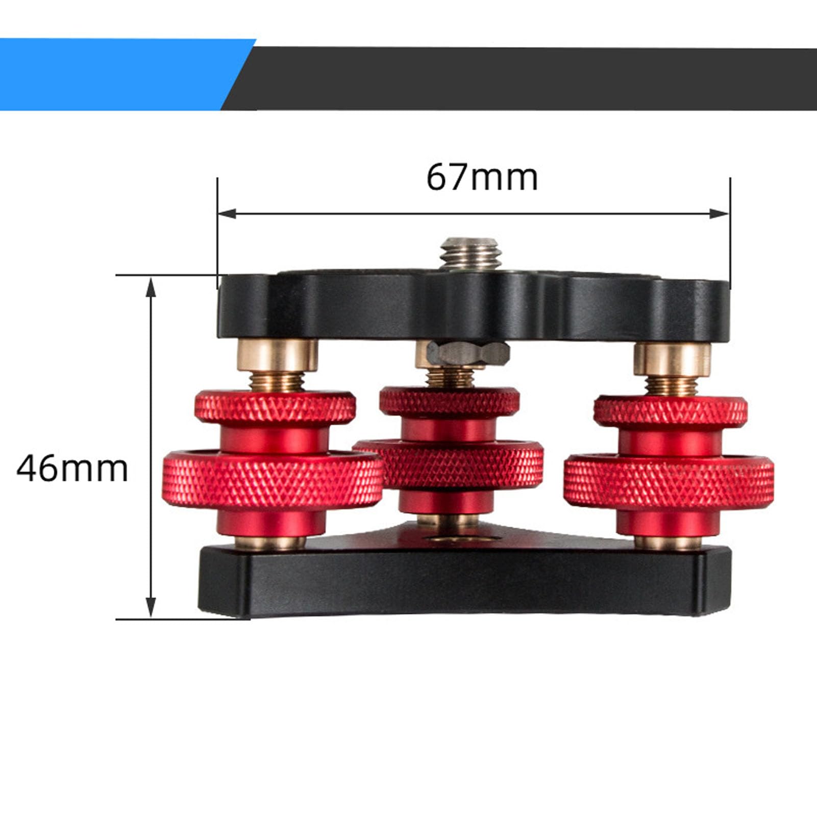 Aluminum Tripod Head Leveling Base - 3 Axis Triple Wheel Leveler Stand with 3/8