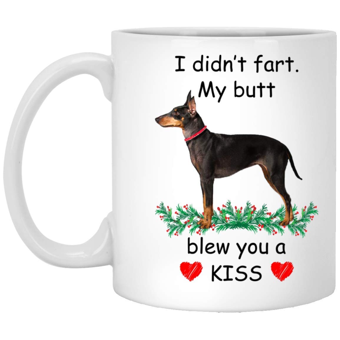 Funny Manchester Terrier Coffee Mug - 11oz White Ceramic Cup with 'Blew You A Kiss' Design - Perfect Gift for Pet Lovers & Christmas 2024 - Great for Office Use, Home Decor or Dog Lover Presents
