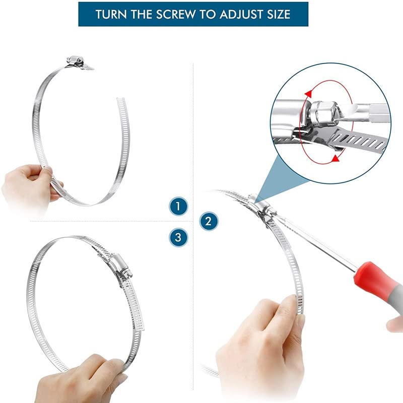 Stainless Steel Hose Clamps - Adjustable Worm Drive for Pipes & Hoses