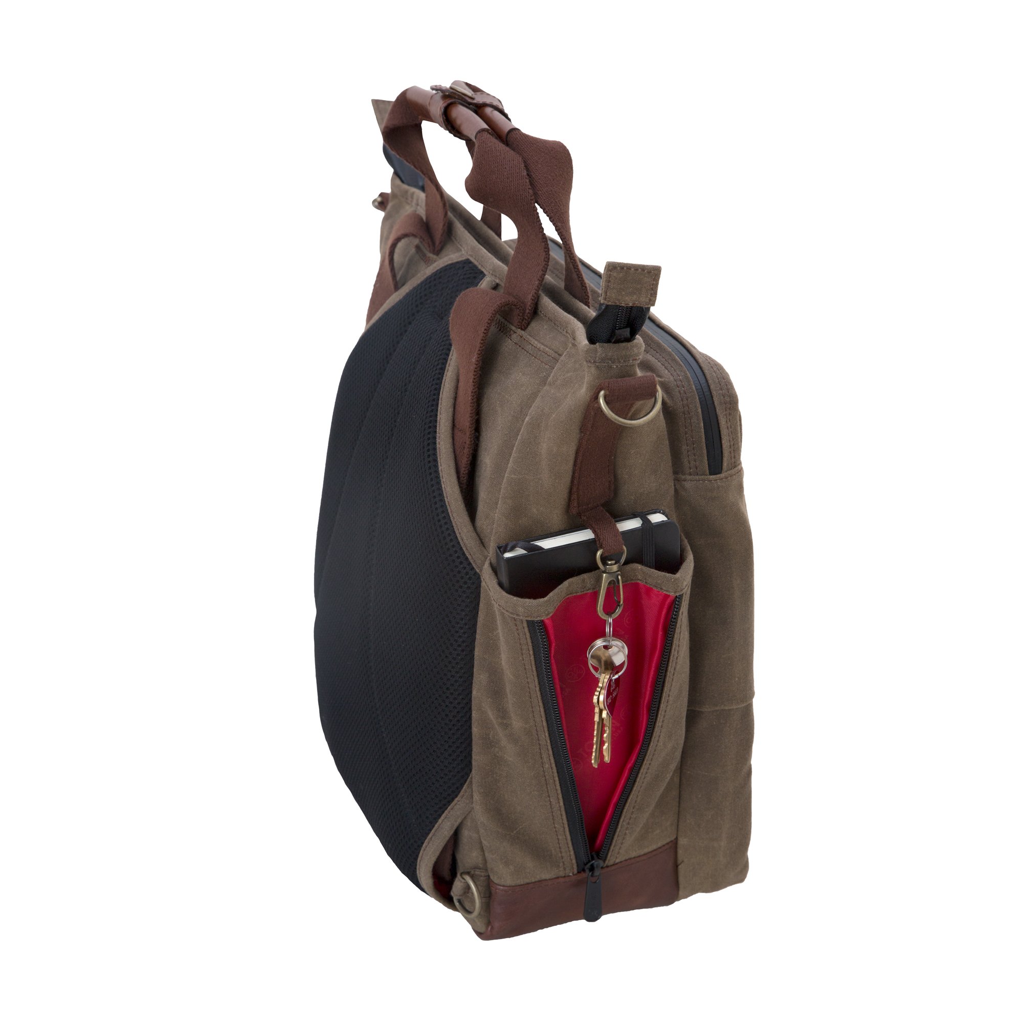 Waxed Fordham Convertible Backpack & Messenger Bag - Dark Brown Leather, One Size Fits All - Perfect for Travel, Work & Everyday Use