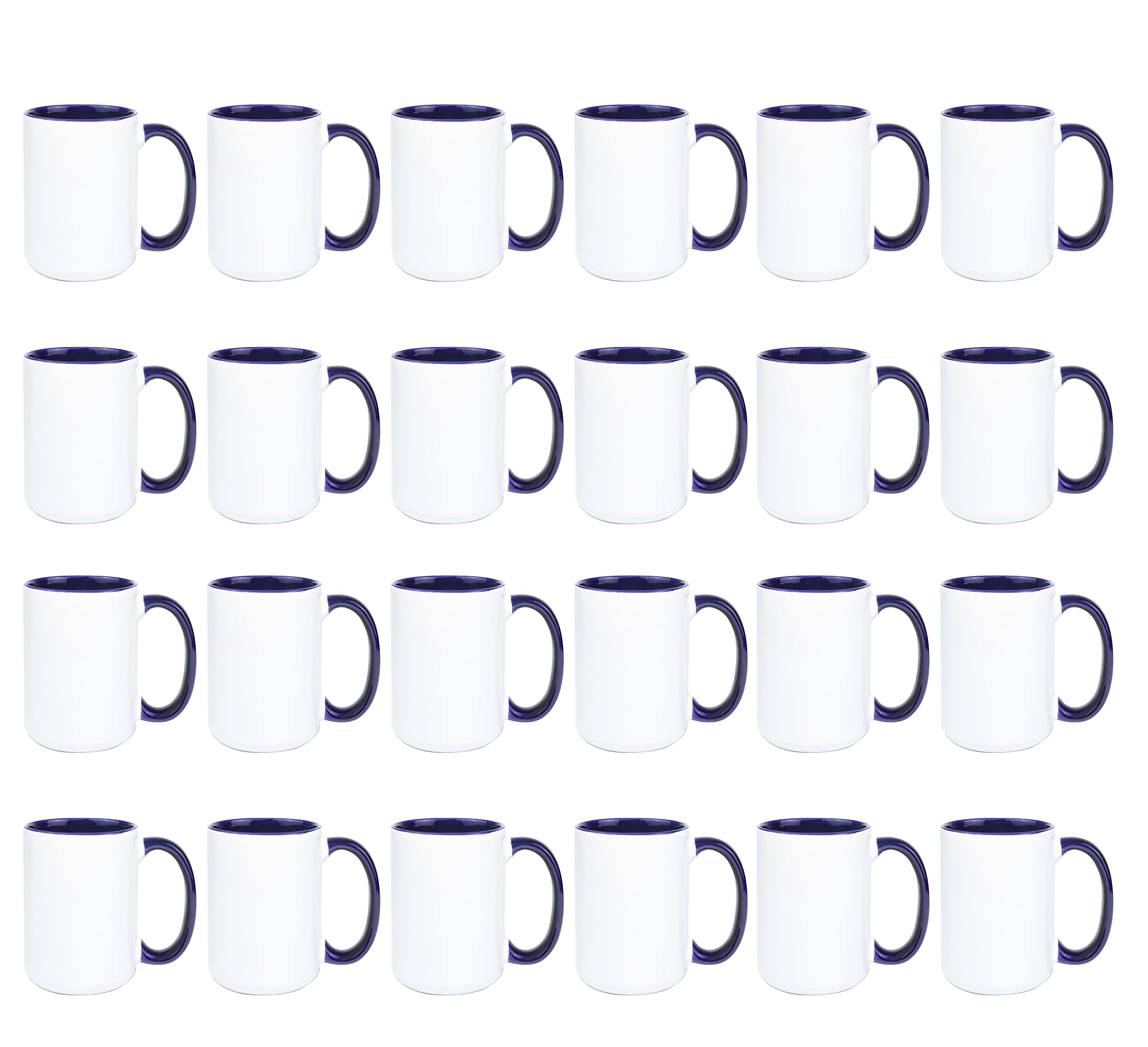 24 Pack 15oz Sublimation Coffee Mugs - Premium Ceramic Travel Mug for Hot & Cold Drinks, Cobalt Blue - Perfect for Office, Home, Gifts & Custom Printing