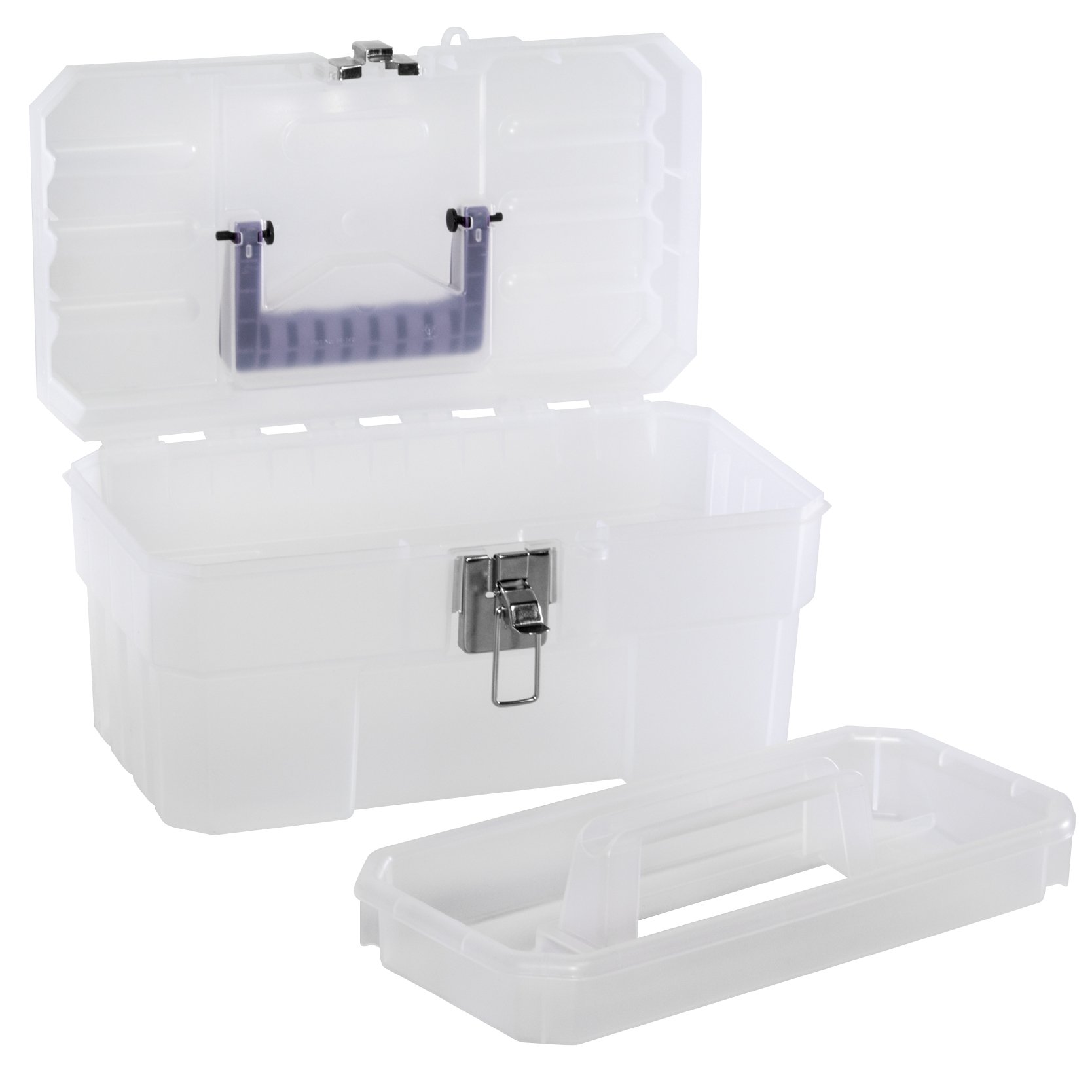 Akro-Mils 09514CFT 14-Inch Clear Plastic Storage Box with Removable Tray - Perfect for Art Supplies, Craft Organization & Medical Tool Storage (14
