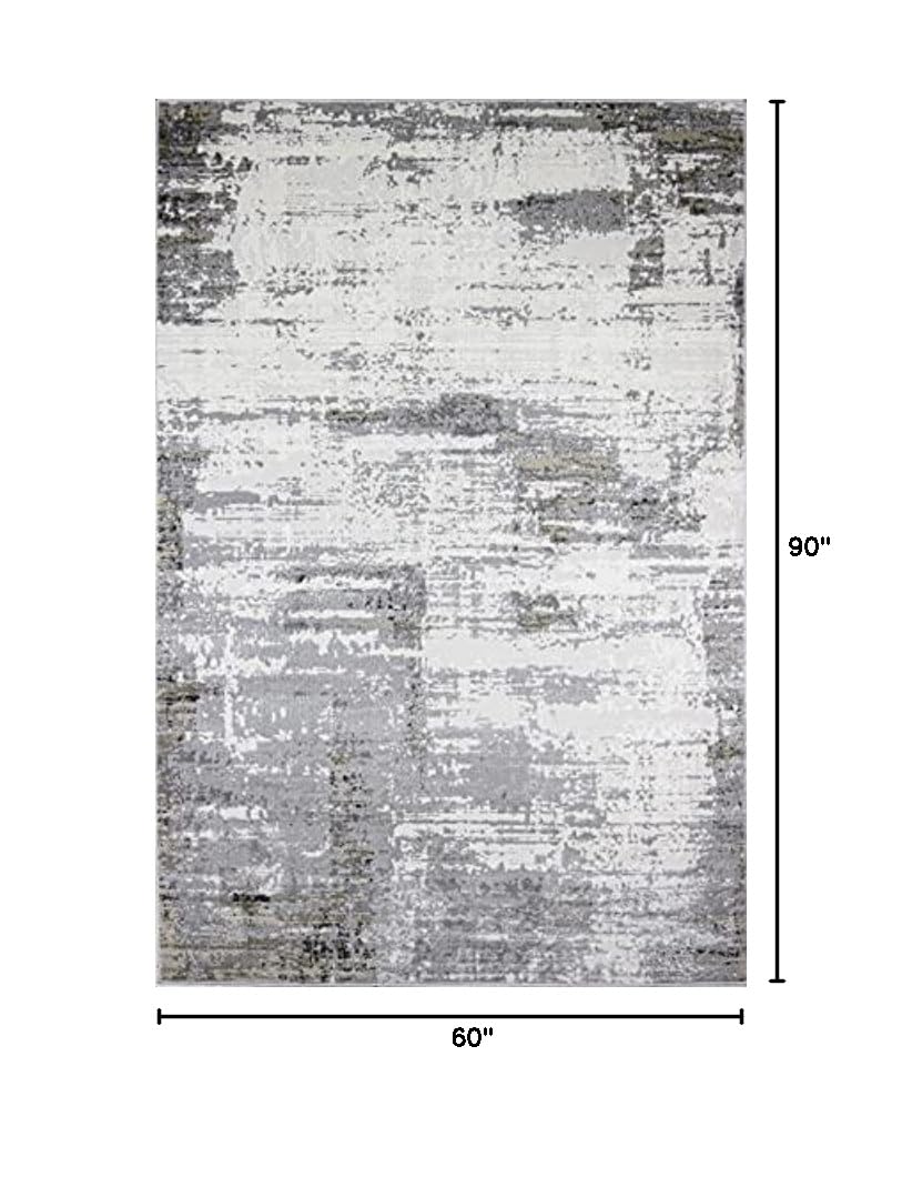 Bashian Collection 5' x 7.6' Ivory/Grey Area Rug - Premium Power Loom Polypropylene & Polyester - Perfect for Living Room, Entryway, Bedroom, Dining Room - Soft & Durable Home Decor Rug for High Traffic Areas
