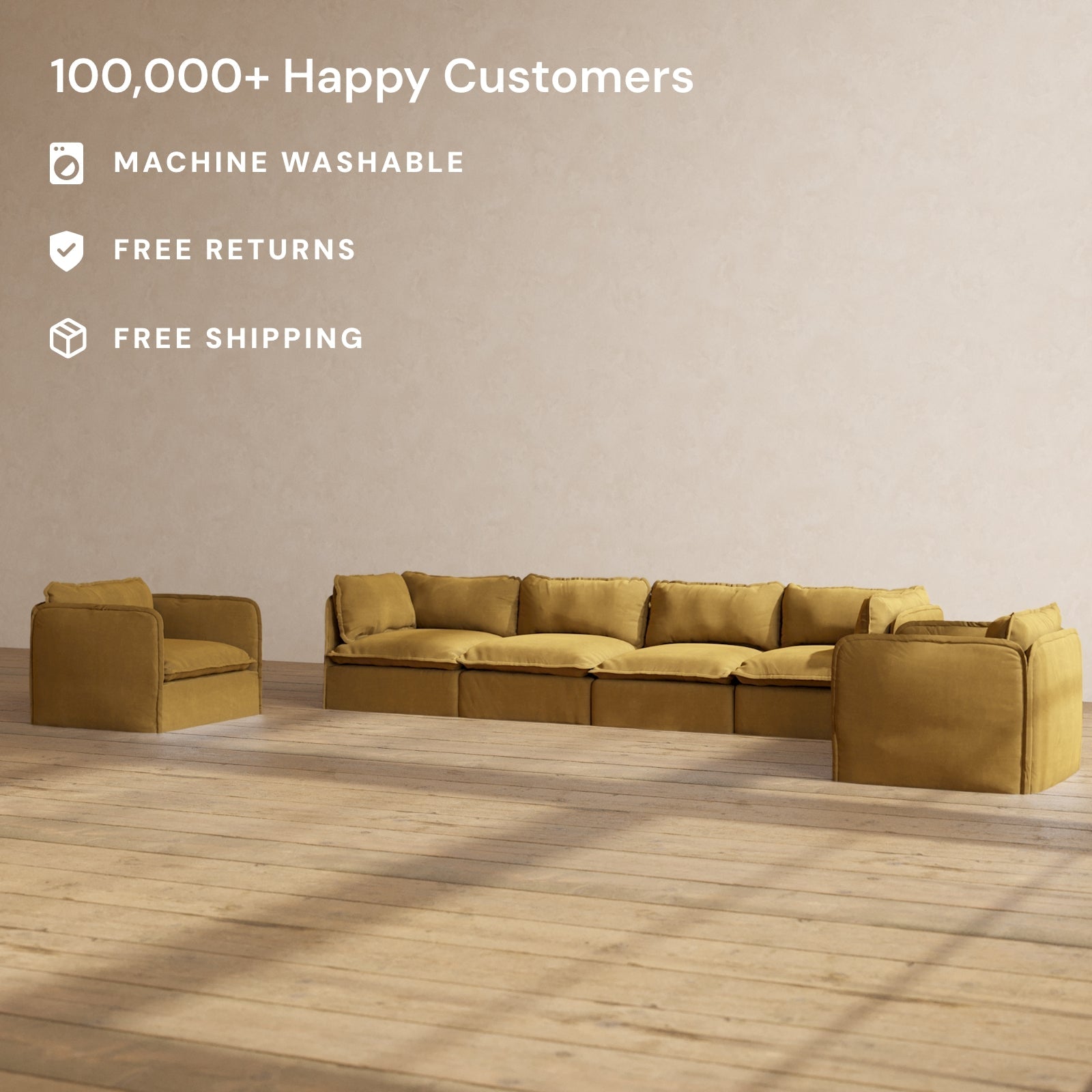 Modular Performance 4-Seater Sofa with Armchair Set in Toffee Brown | Contemporary Living Room Furniture for Relaxing & Entertaining