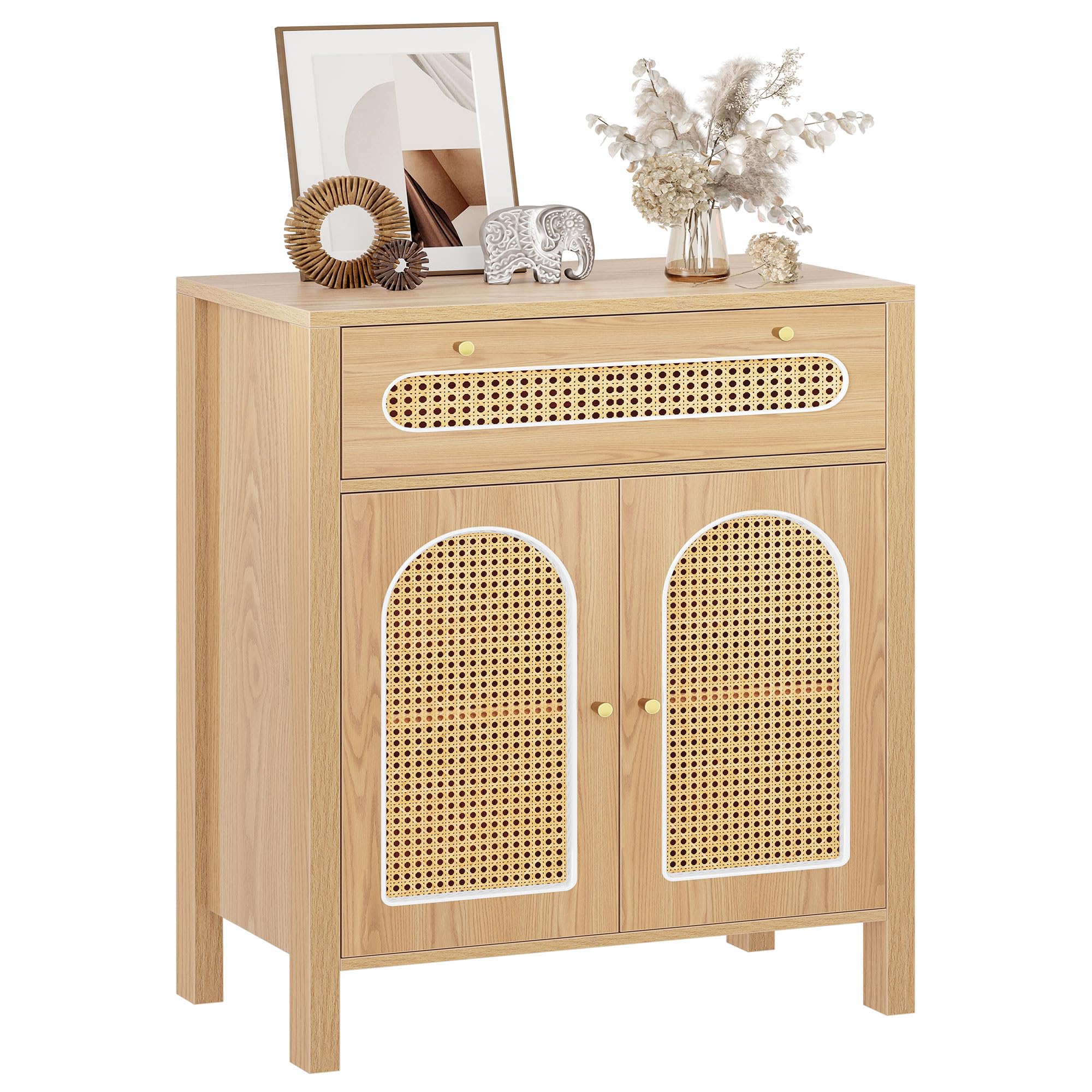 DWVO Sideboard Buffet Cabinet with Rattan Doors - 36