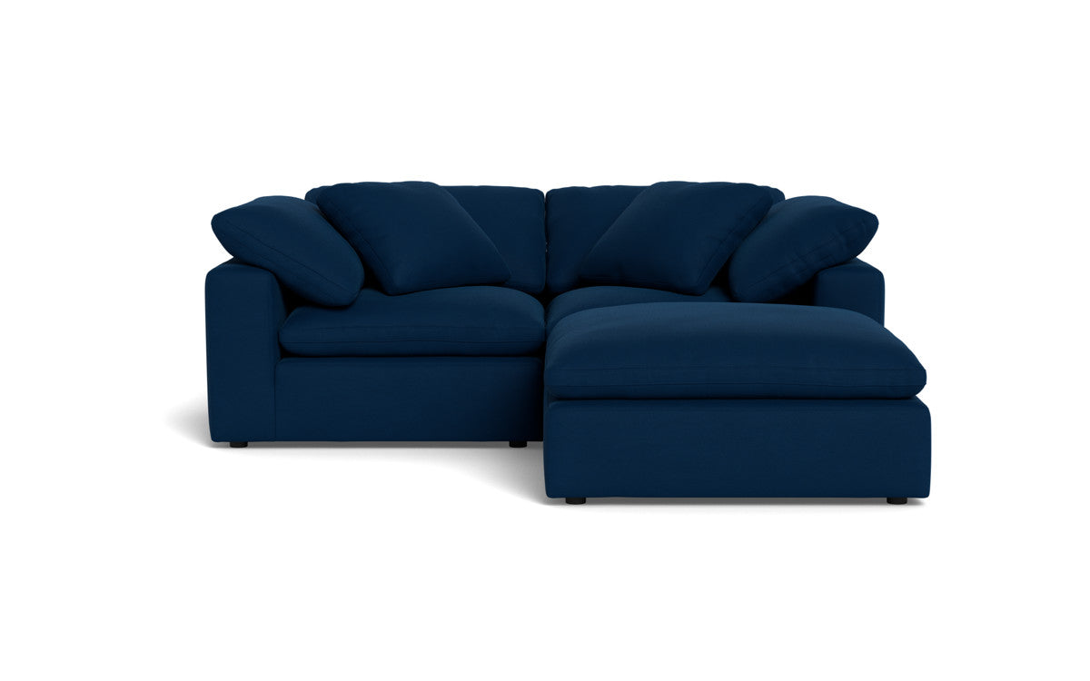 Fluffy 2-Piece Sectional Sofa with Ottoman - Soft Plush Fabric Modern Living Room Furniture for Small Spaces, Apartment & Cozy Home Decor