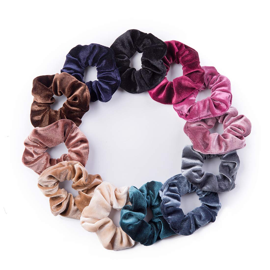 ALIBA COLLECTION 12 Pcs Velvet Scrunchies Hair Ties - Soft Elastic Flannel Hair Bands for Women, Gentle No-Slip Hair Accessories (Perfect for Workouts, Office, and Everyday Styling)