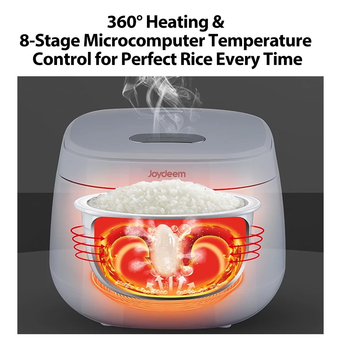 Joydeem 3-Cup Ceramic Rice Cooker FD20S-W - 2L White Electric Cooker with Pure Ceramic Inner Pot & 24H Delay Timer | Perfect for Small Families, Dorms, or Office Use