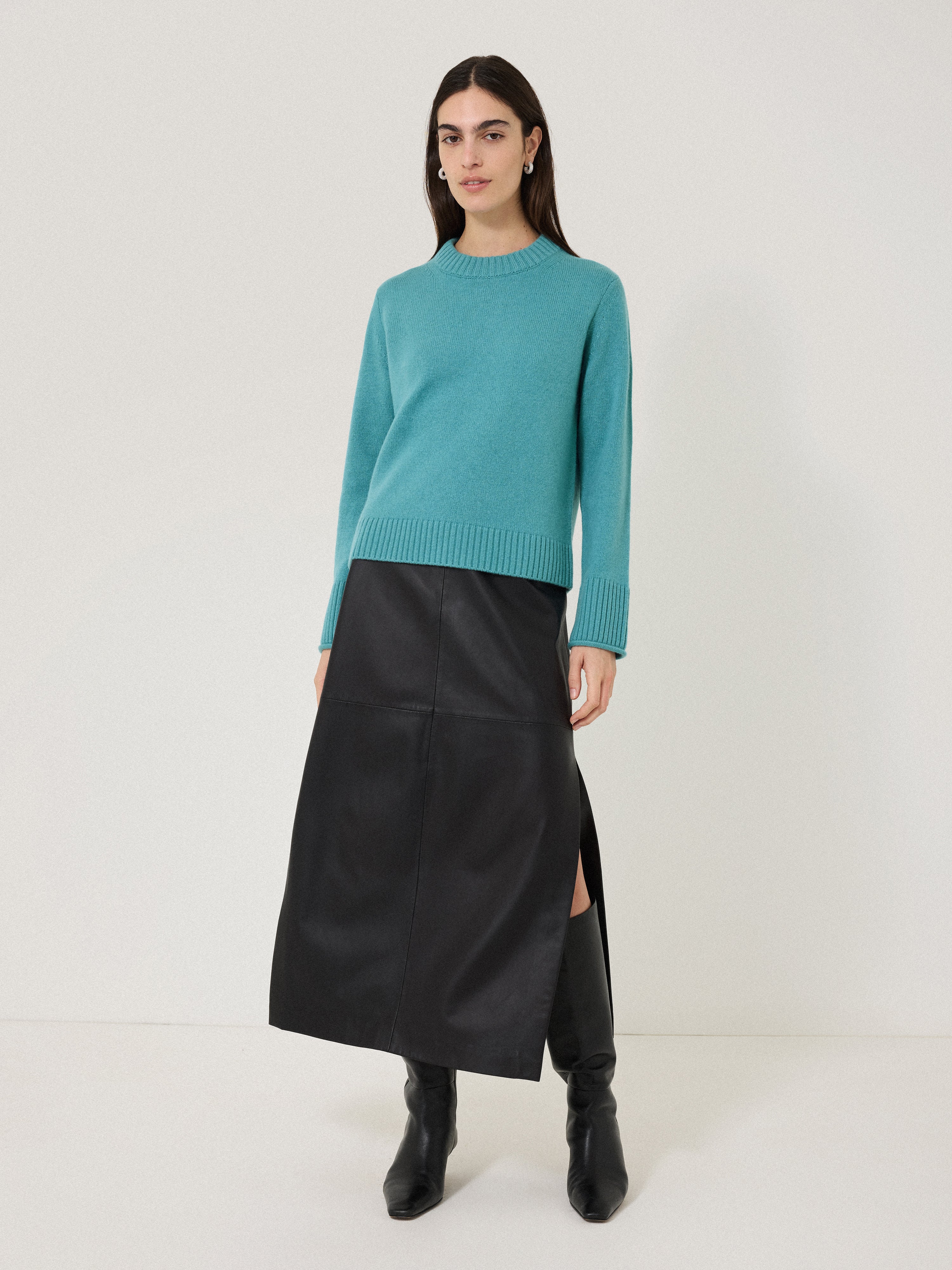 Soft & Warm Compact Wool Cashmere Blend Sweater | Powder Blue Women's Pullover | Perfect for Winter Layering & Casual Office Wear