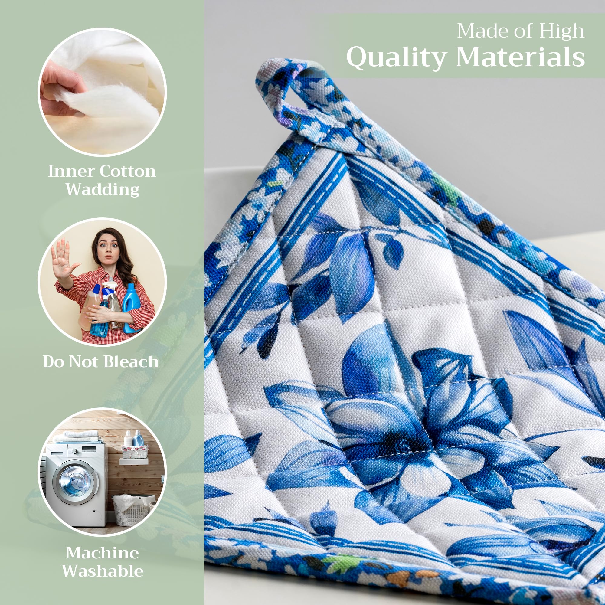 Premium 100% Cotton Pot Holders Set of 2 - 8