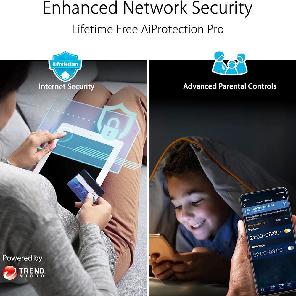 ASUS RT-AX88U Pro WiFi 6 Gaming Router - Dual Band 6000Mbps, 8 Gigabit Ports, AiProtection Pro, VPN Support for Home & Office Network - Perfect for Online Gaming & 4K Streaming