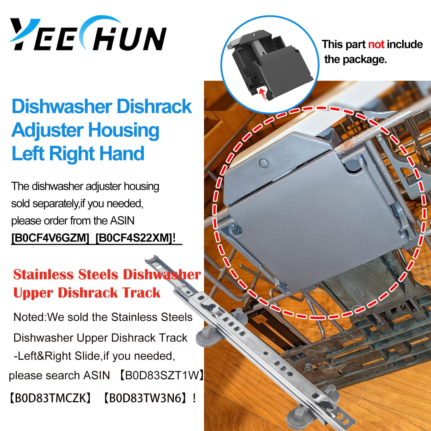Upgraded Dishwasher Top Rack Adjuster Replacement Part - Compatible with KitchenAid W10546503, Whirlpool & Kenmore Dishwashers (KDTE334GPS0, KDTM354DSS4) - Fixes Loose or Broken Upper Rack for Smooth Dish Loading in Your Kitchen