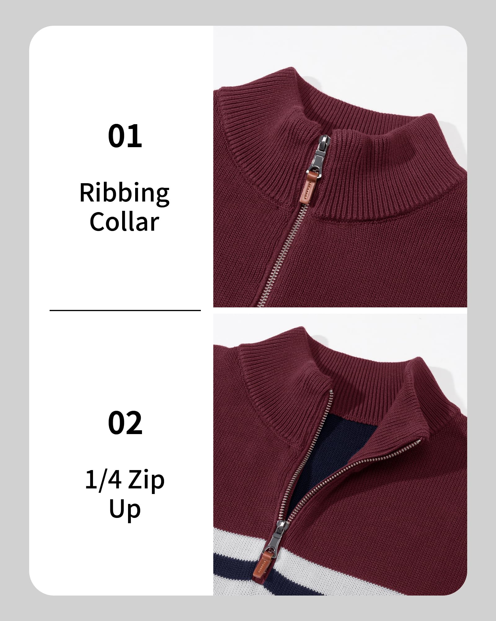 MAGCOMSEN Men's 1/4 Zip Cotton Sweater Pullover - Striped Polo Sweater for Fall & Winter | Warm Casual Knit Sweatshirt for Office, Outdoor & Daily Wear