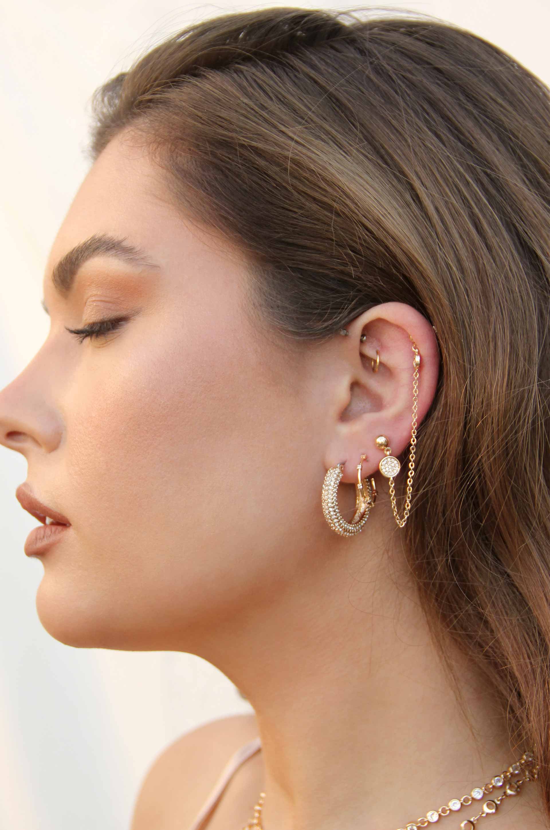 Double Piercing Chain Drop Earrings for Women - Trendy Dangle Jewelry for Parties & Date Nights | 925 Sterling Silver