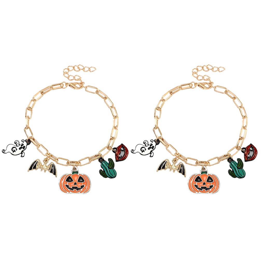 2Pcs Halloween Bracelet Set - Cute Cartoon Bangle Jewelry for Women - Halloween Party Accessories & Gifts - Perfect for Trick or Treat, Costume Parties, and Festive Celebrations