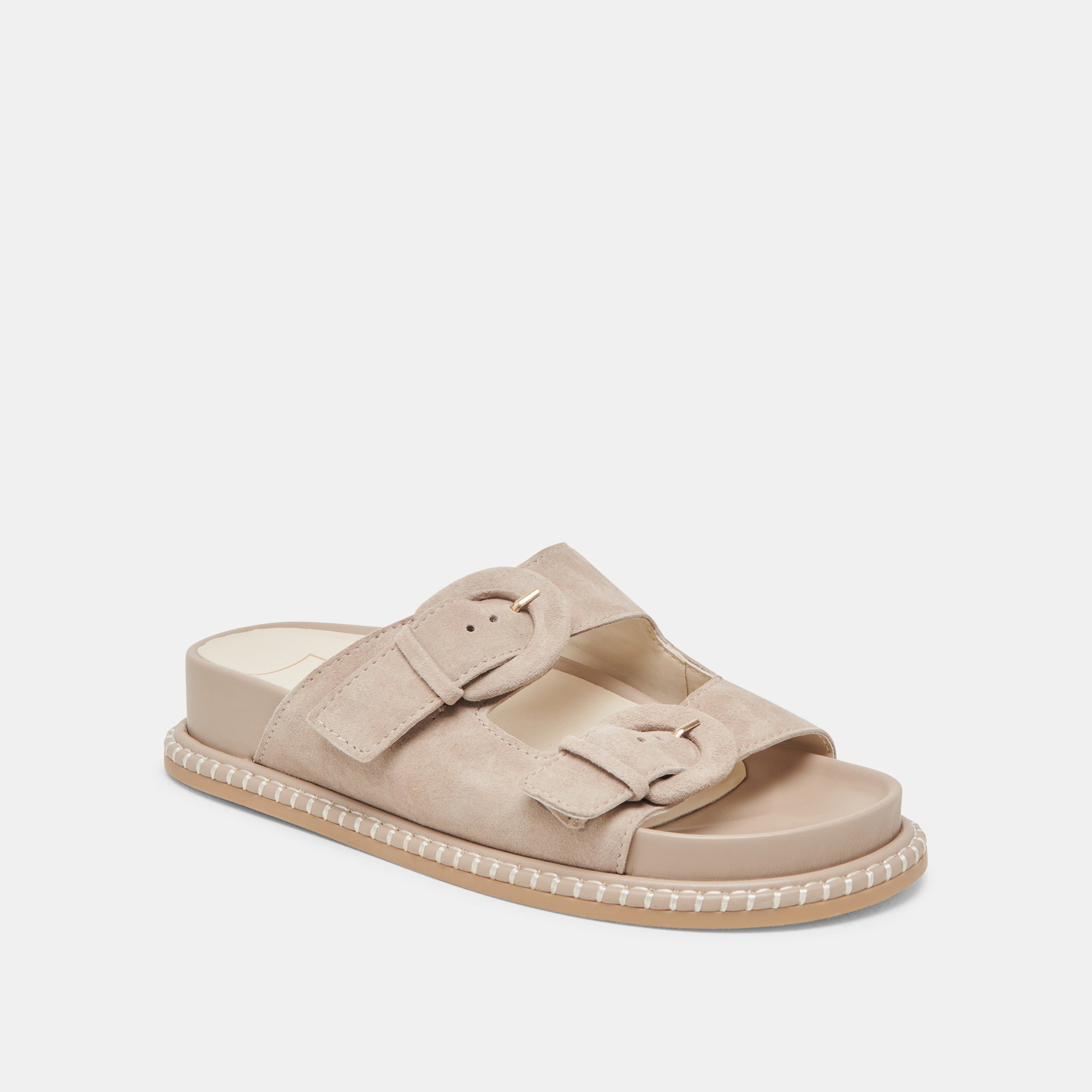 SHAUNY Women's Sandals - DK Taupe Suede Comfortable Slide Sandals for Summer | Casual Beach, Pool, and Outdoor Wear