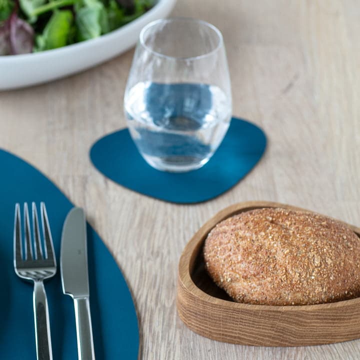 Premium Oak Wood Coaster Holder - LIND DNA Wood Box Curve for Drink Coasters 12.5x14cm, Natural Wood Home Bar Accessory for Dining Table, Coffee Table & Party Decor