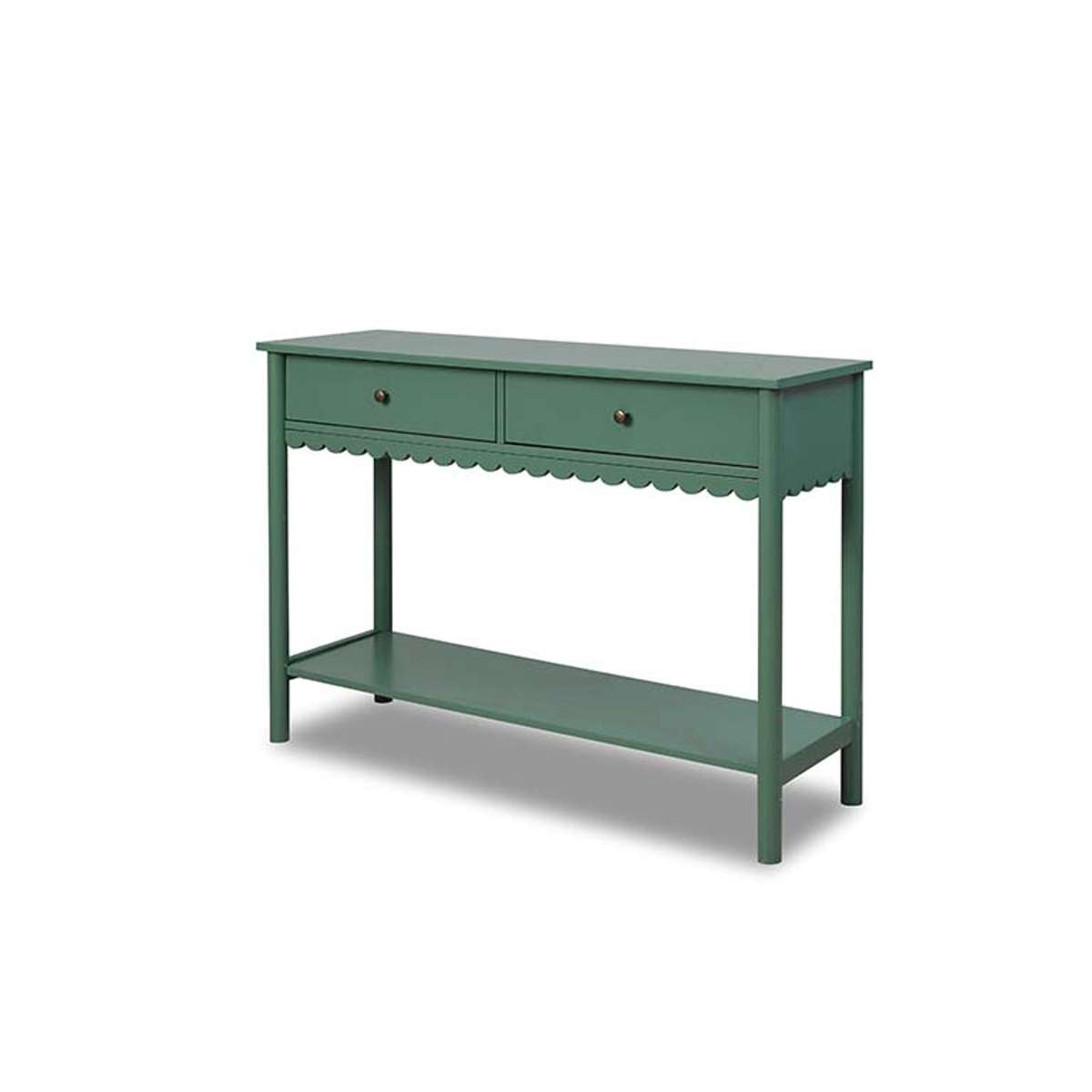 Myra Scalloped Console Table - Dark Green Entryway Furniture for Hallway, Living Room & Bedroom Decor
