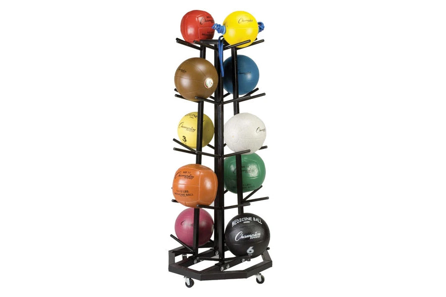 Warrior Deluxe Medicine Ball Storage Rack - Heavy Duty Gym Equipment Organizer for Home & Commercial Fitness Studios