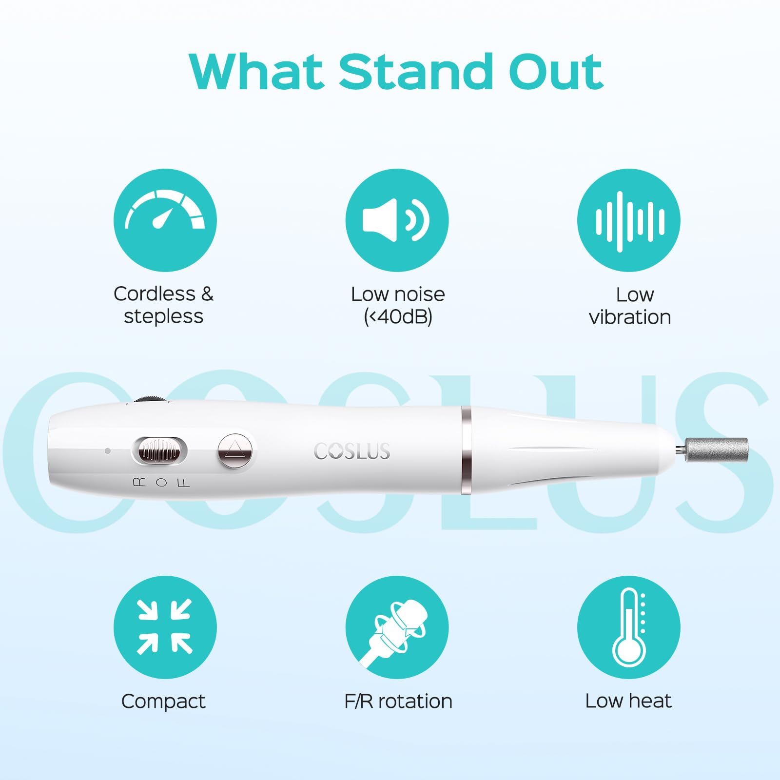 Professional Cordless Nail Drill Kit - Rechargeable Electric Nail File for Acrylic, Gel & Dip Powder Nails | Portable Manicure Machine with LED Light | Perfect for Home Salon & DIY Nail Art | White