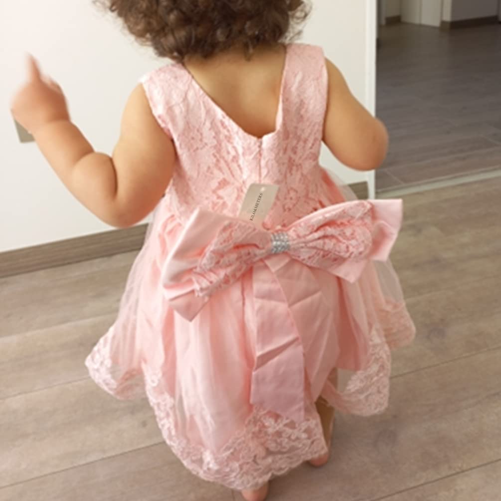 Christening Lace Flower Baby Girl Dress - Princess Formal Prom Tutu Ball Gown for Baptism, First Communion & Special Occasions