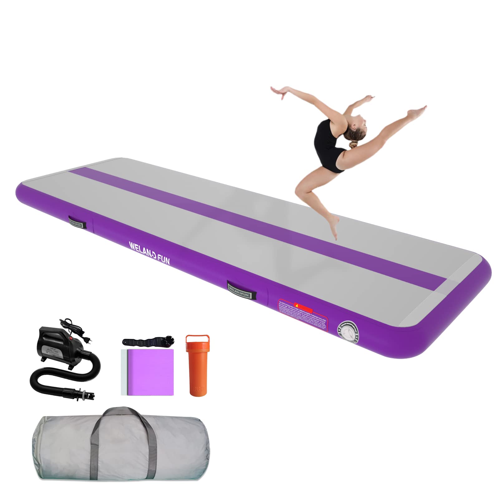 Inflatable Gymnastics Tumbling Mat 10ft/13ft/16ft/20ft - 4/6/8 Inch Thick Air Track for Home Gym, Yoga, Cheerleading & Outdoor Training - Includes Electric Air Pump - Perfect for Backyard, Beach, Park & Indoor Workouts