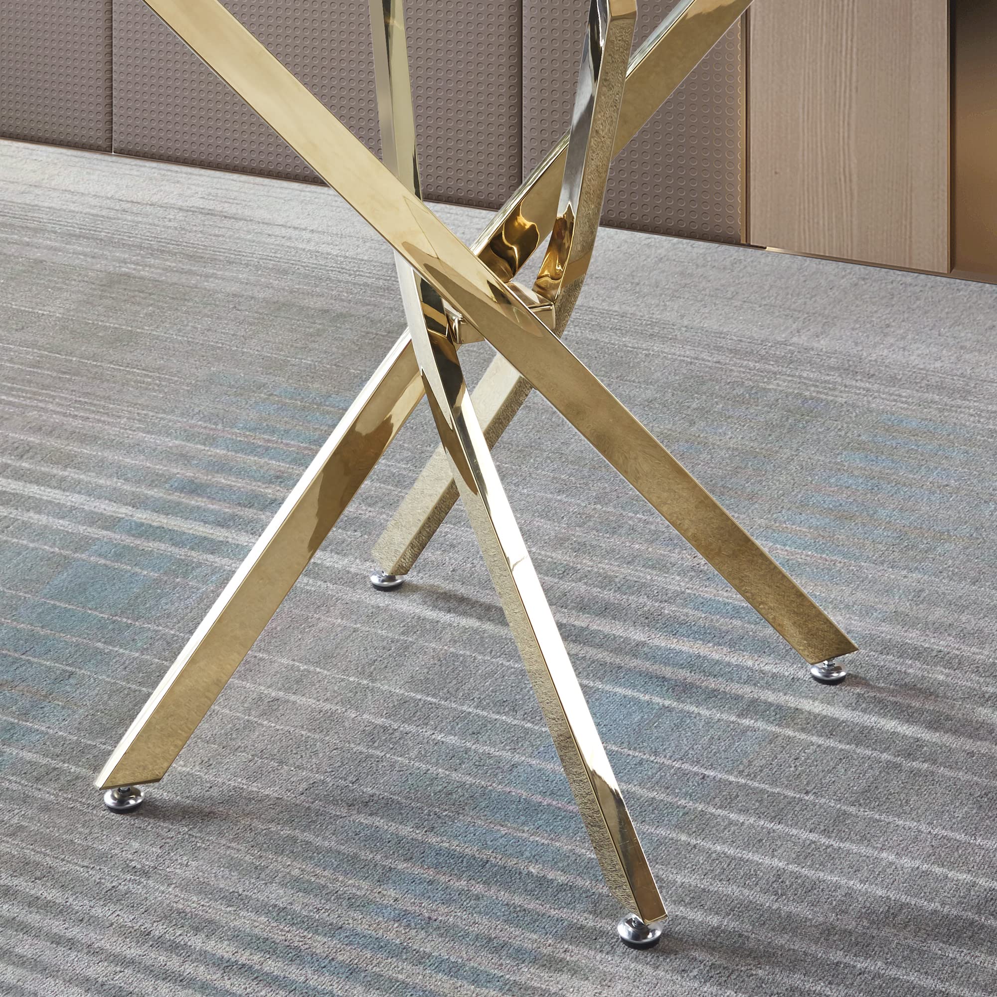Modern Round Glass Dining Table with Tempered Glass Top & Gold Stainless Steel Base - 36 Inch Kitchen, Office, or Dining Room Table - Perfect for Small Spaces, Breakfast Nooks & Contemporary Home Decor