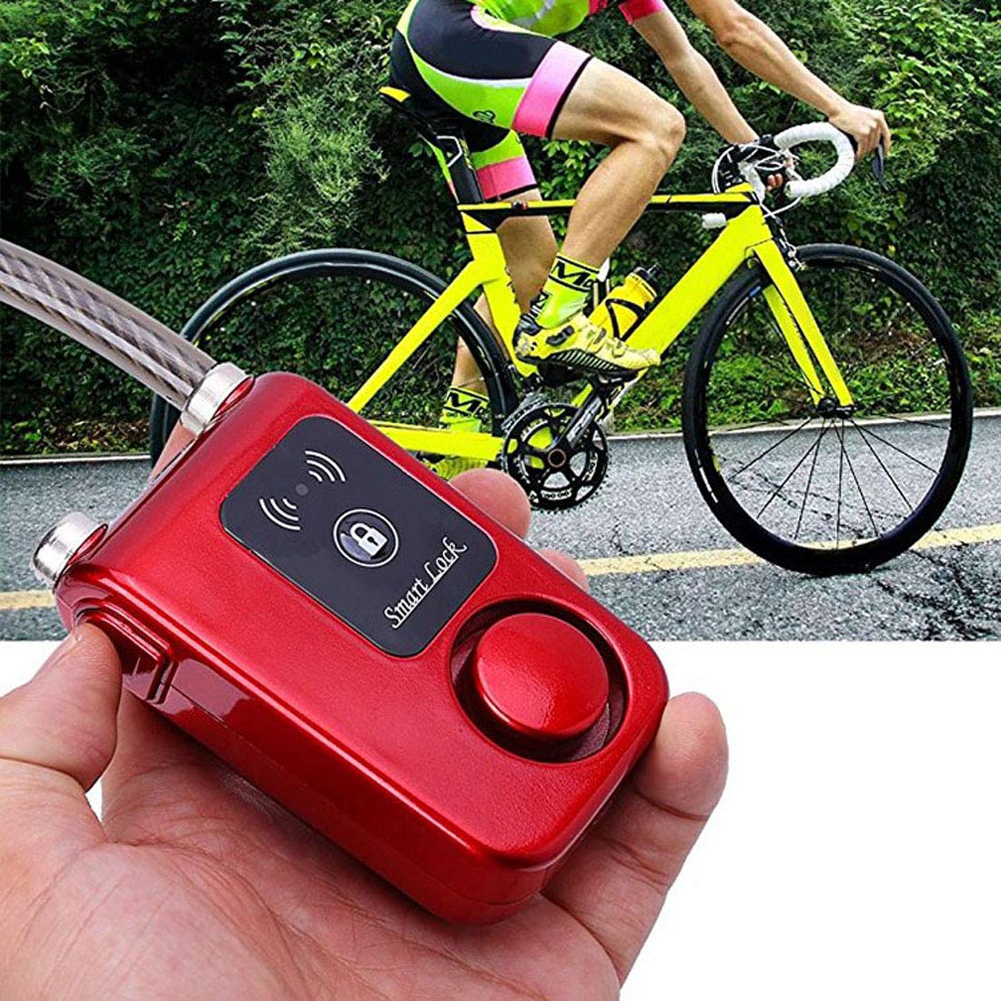 Smart Bluetooth Bike Lock - Keyless Motorcycle & Gate Door Lock with 110dB Anti-Theft Alarm, Phone APP Control (31.5 Inch, Red) - Perfect for Outdoor Cycling, Scooter Security & Home Gate Protection