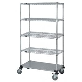Quantum Storage Systems M2436CG47-5 Heavy Duty Wire Shelving Unit with Solid Wheels - 5-Tier Chrome Shelf (80