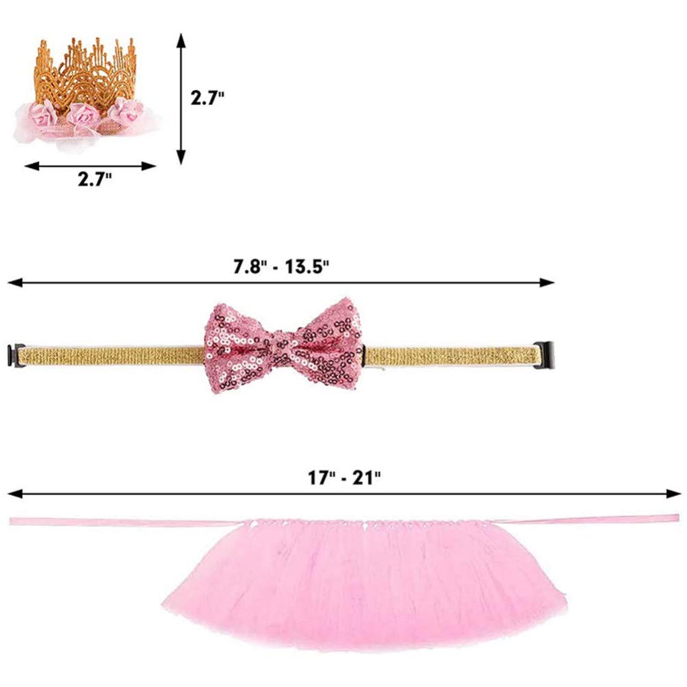 Pink Pet Tutu Skirt & Crown Set - Small Dog Princess Dress for Weddings, Birthdays & Photo Shoots | Cute Puppy Outfit with Headband & Hat for Toy Dogs | Perfect for Special Occasions & Dress-Up Play